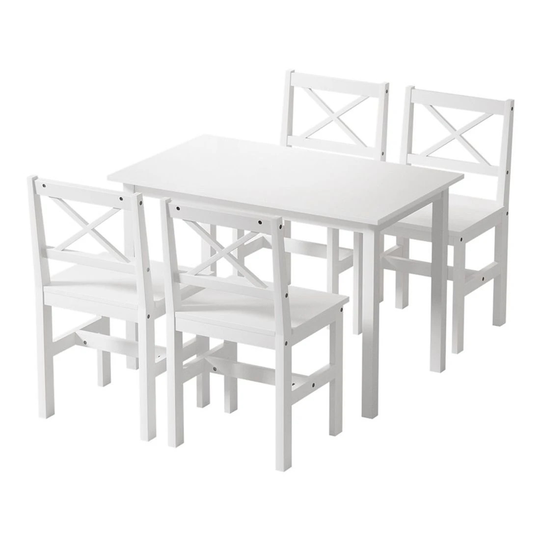 1 Artiss Dining Chairs and Table Dining Set 4 Seater - White, 1 of 5