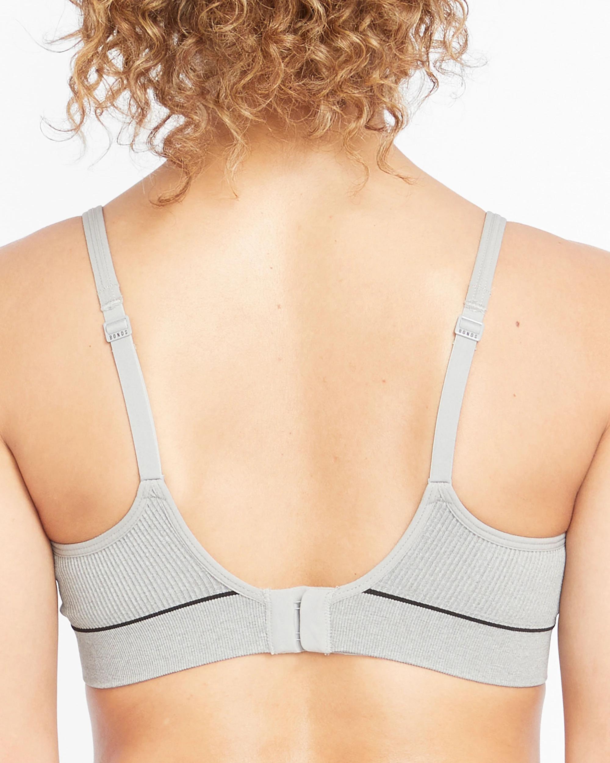 5 Bonds Retro Rib Wirefree T-Shirt Crop Bra GREY, 5 of 7