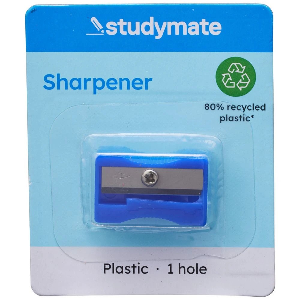 2 Studymate Recycled Plastic Wedge 1 Hole Sharpener Blue, 2 of 2