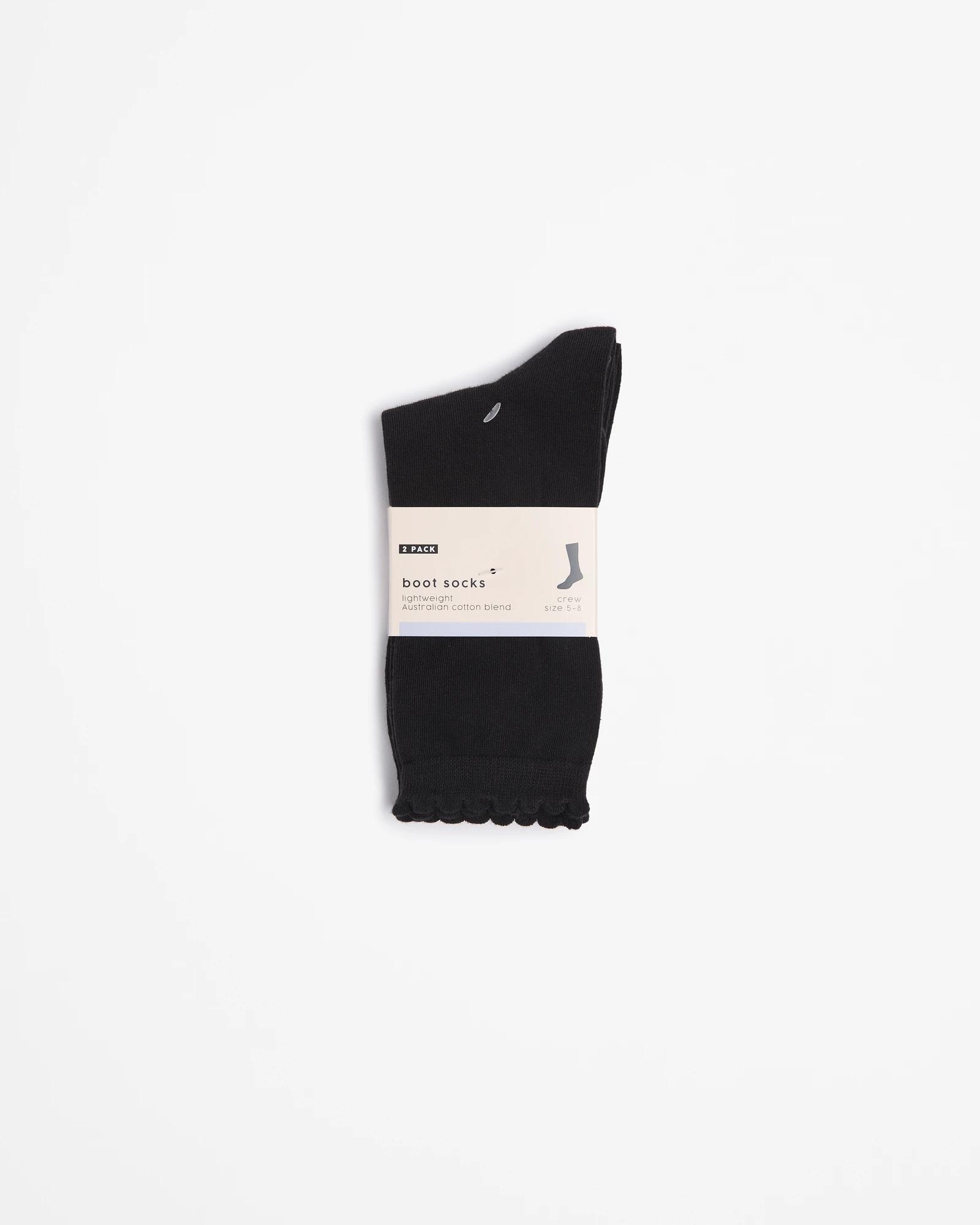 3 Target Australian Cotton Blend 2 Pack Crew Boot Socks BLACK, 3 of 3