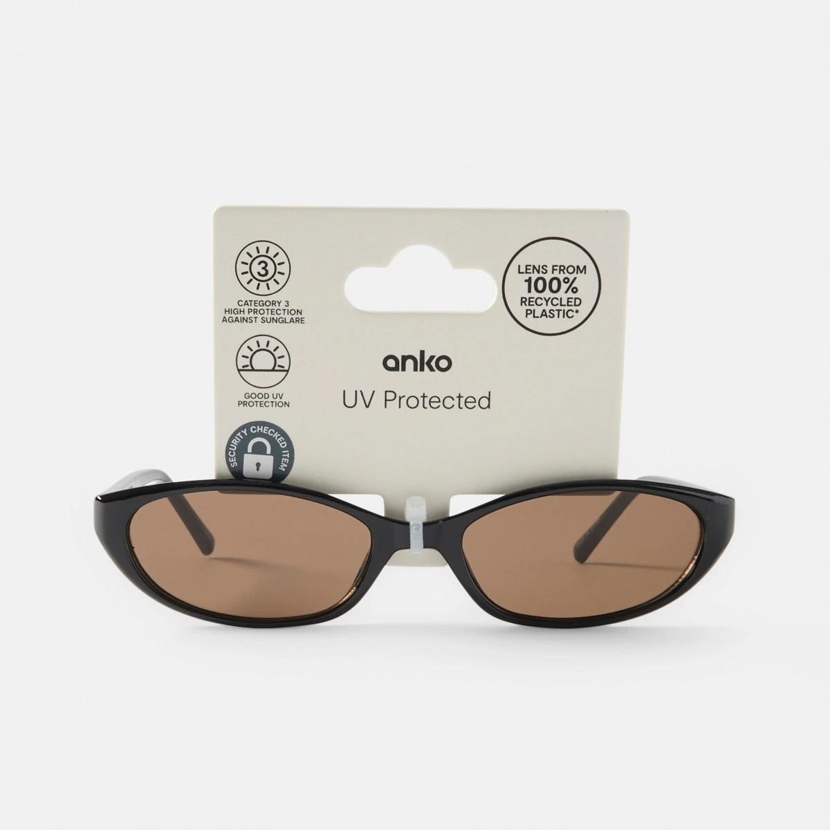 6 Thin Cat Eye Sunglasses Black, 6 of 6