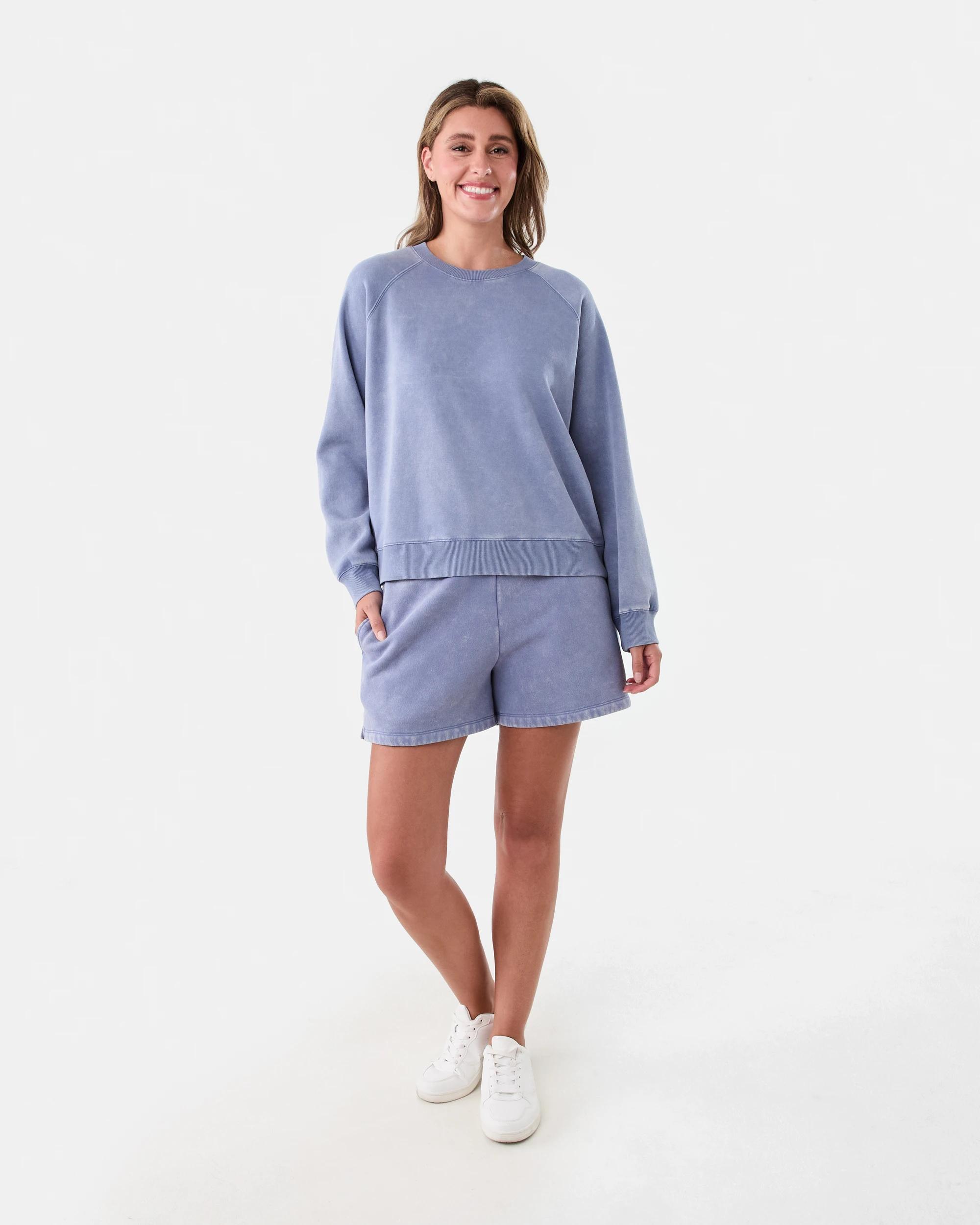 6 Long Sleeve Washed Sweatshirt Bluestone, 6 of 6