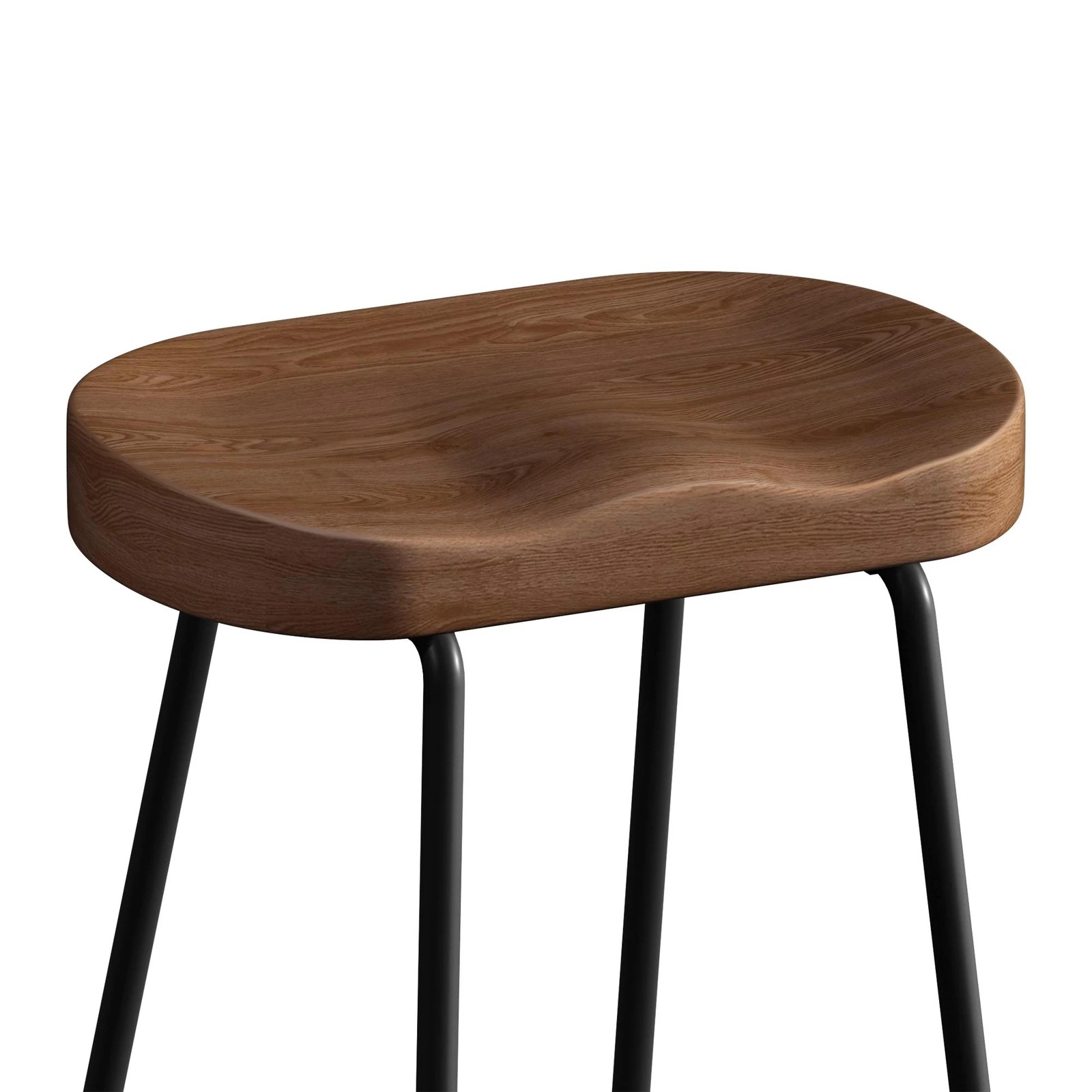 6 Alfordson 2x Bar Stools 75cm Tractor Kitchen Wooden Vintage Retro Chair - Brown, 6 of 10