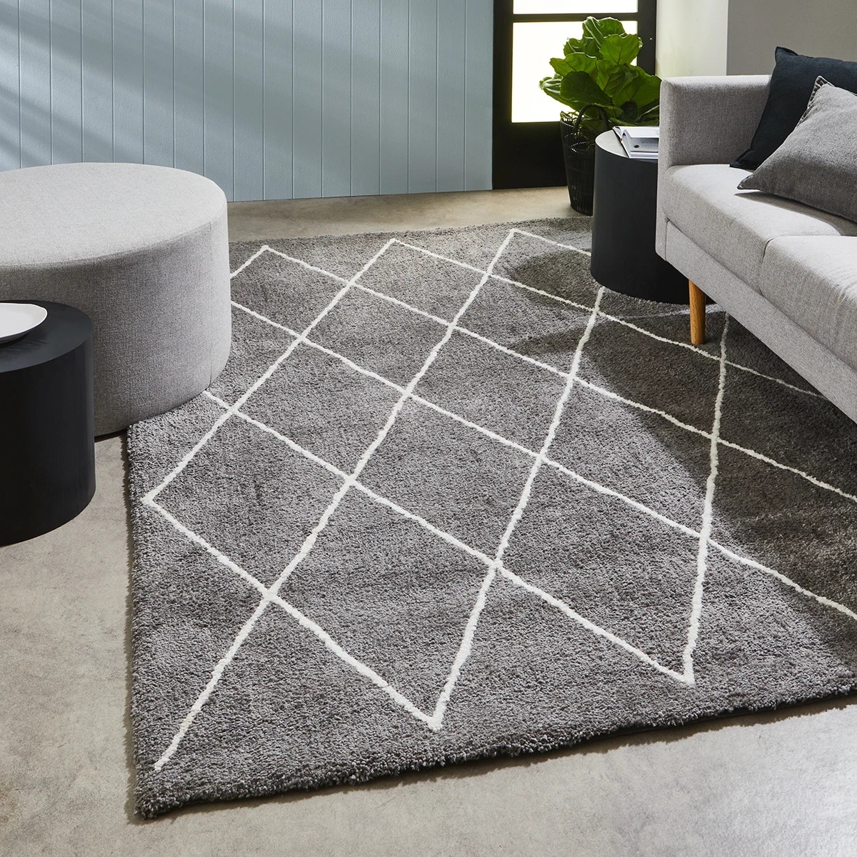 1 Trellis Shag Rug - Grey, Large - 235cm x 160cm, 1 of 7