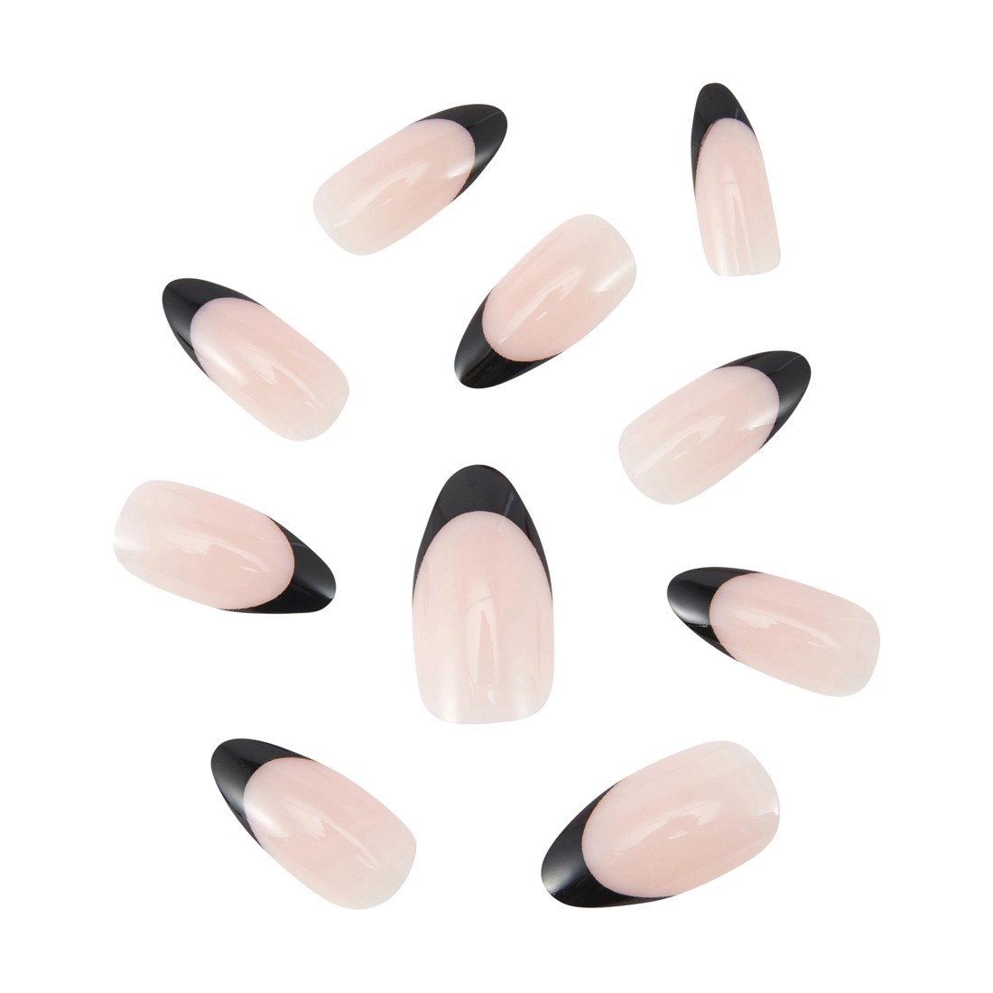 2 OXX Cosmetics 24 Pack Artificial Nails with Adhesive - Stiletto Shape, Black French Tip, 2 of 4