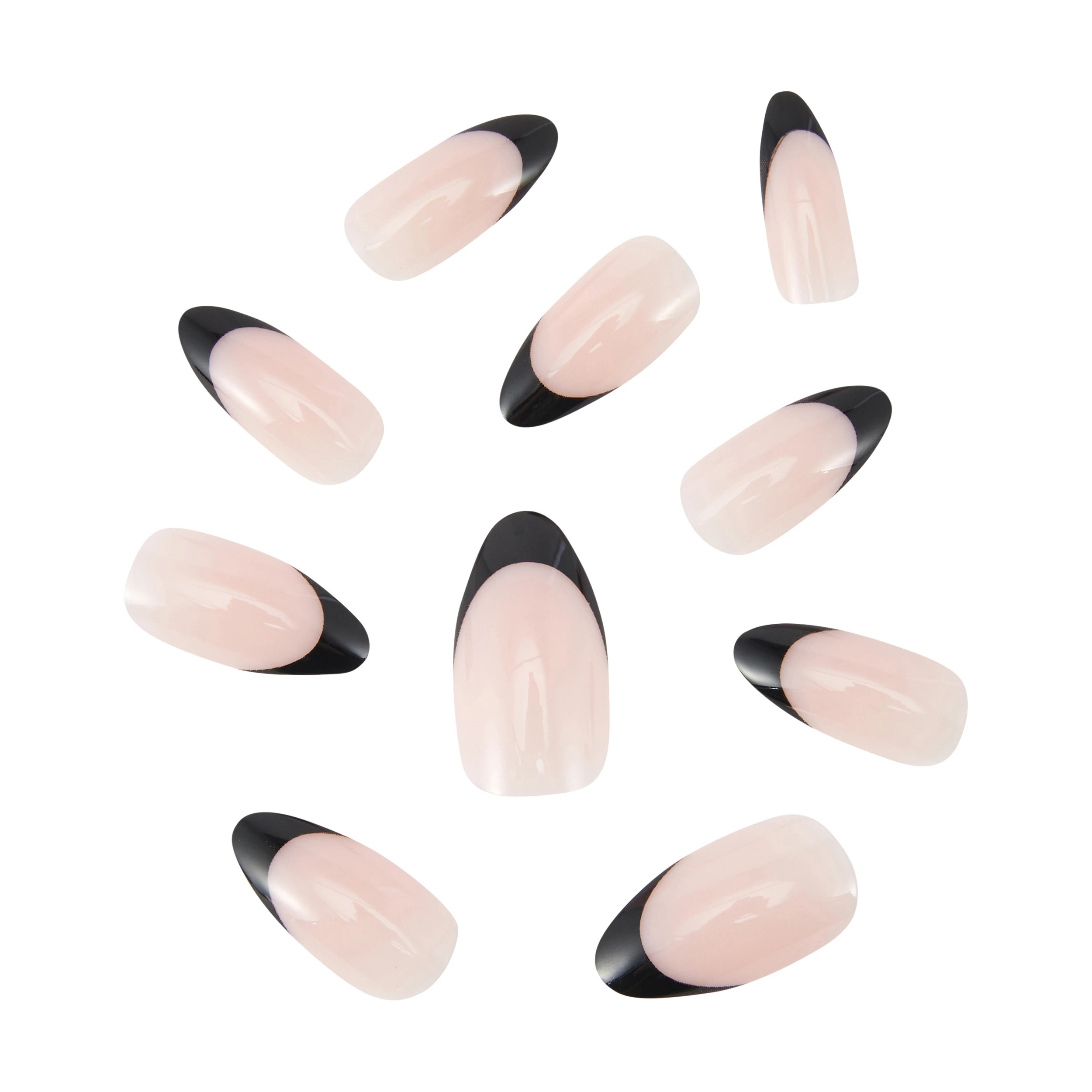 2 OXX Cosmetics 24 Pack Artificial Nails with Adhesive - Stiletto Shape, Black French Tip, 2 of 4
