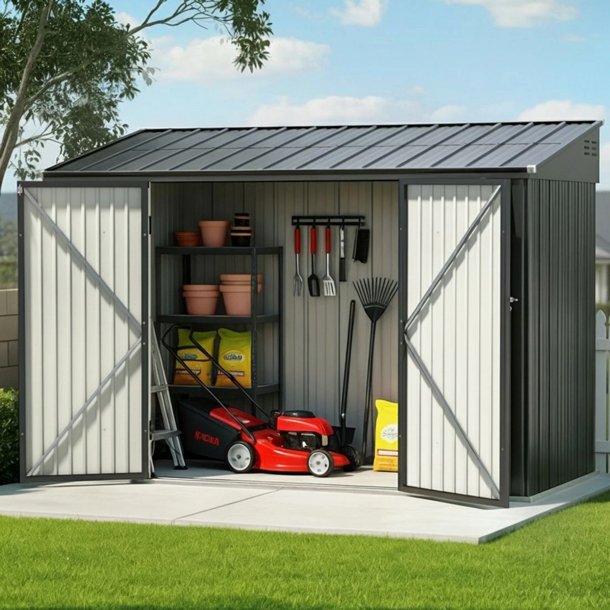 2 Giantz Garden Shed Galvanised Steel Outdoor Storage Shed Workshop House Shelter - Grey, 2 of 8