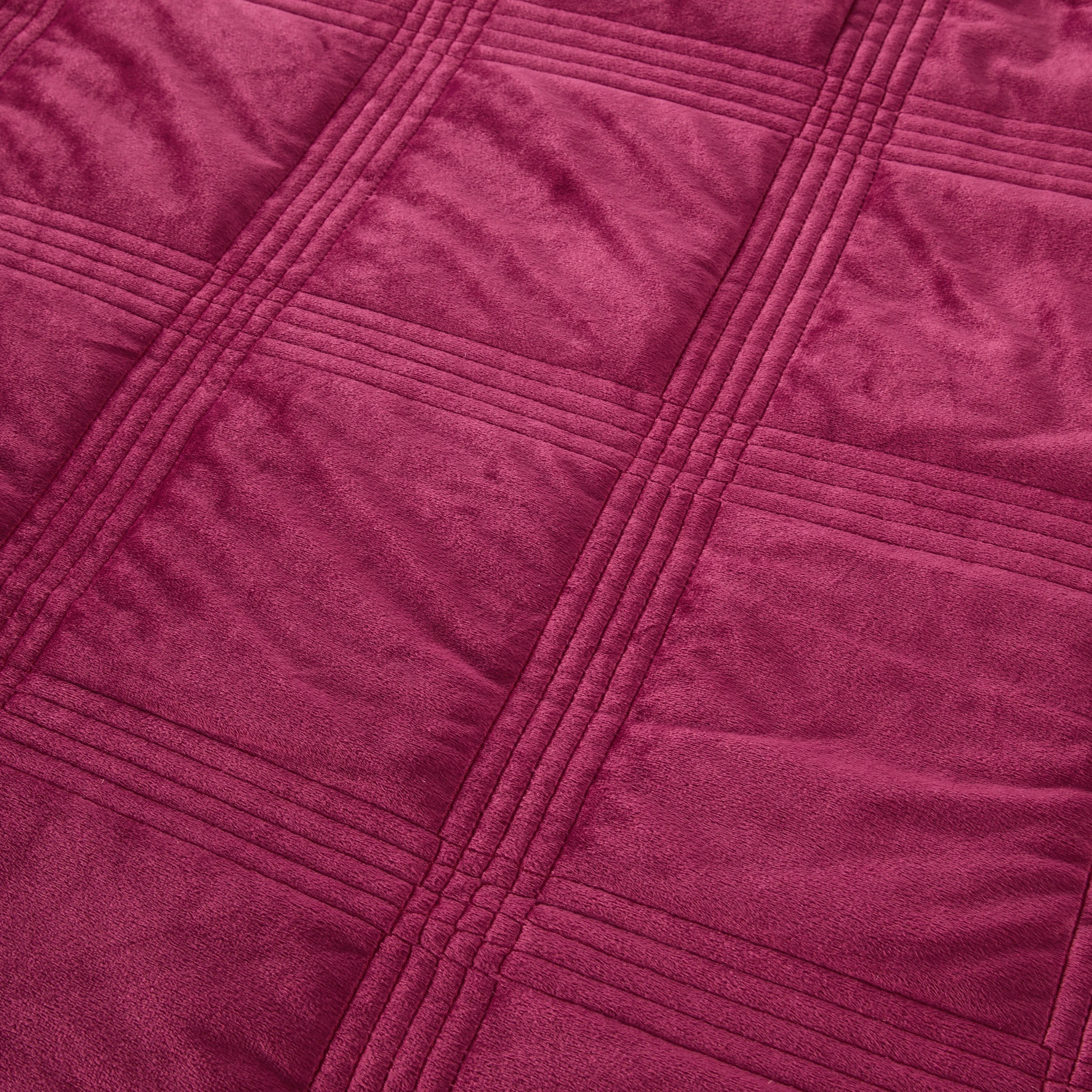 8 Velvet Reversible Coverlet Set - Queen/ King Bed, Berry, 8 of 8