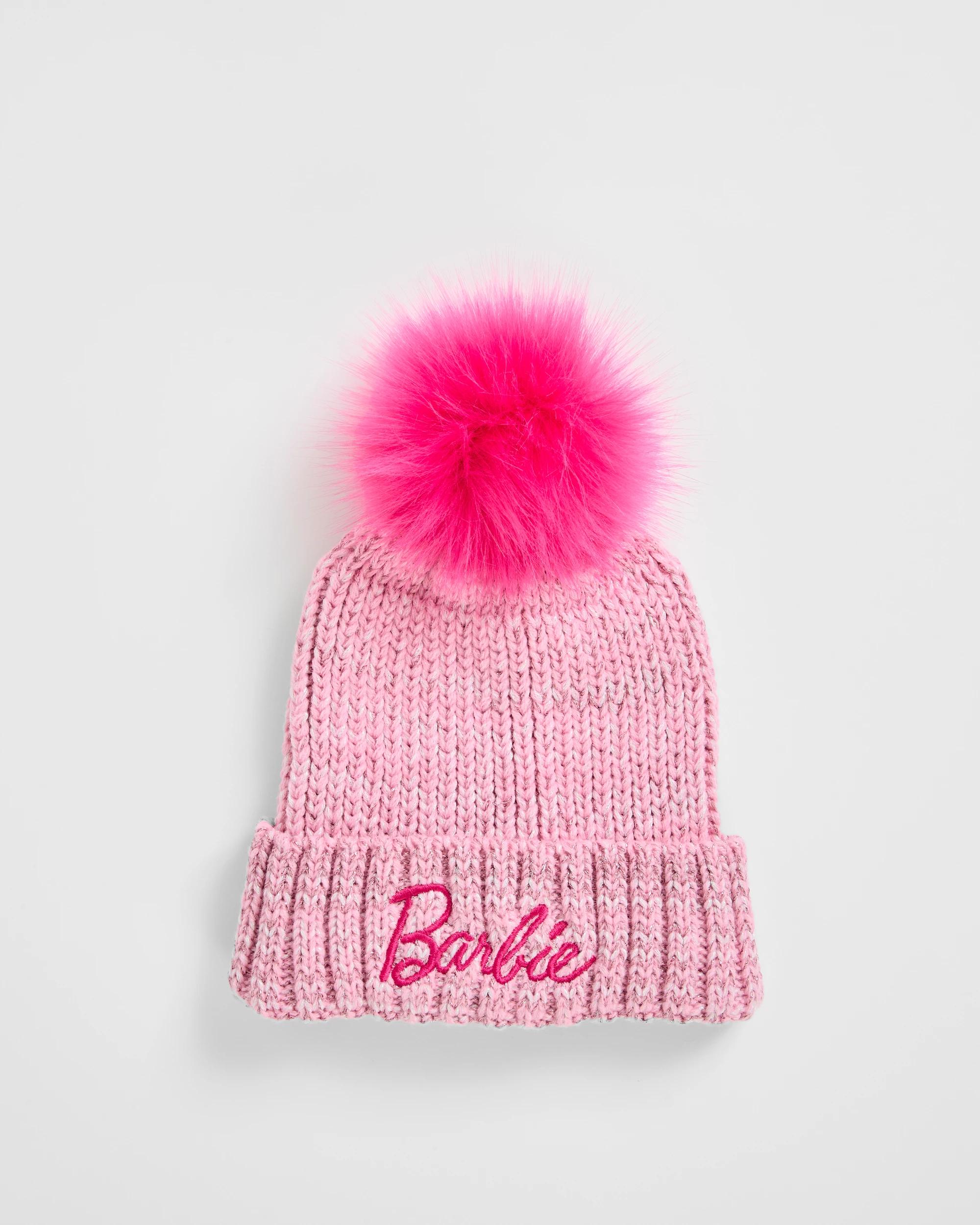 1 Barbie Sparkle Pom Pom Beanie PINK, 1 of 1