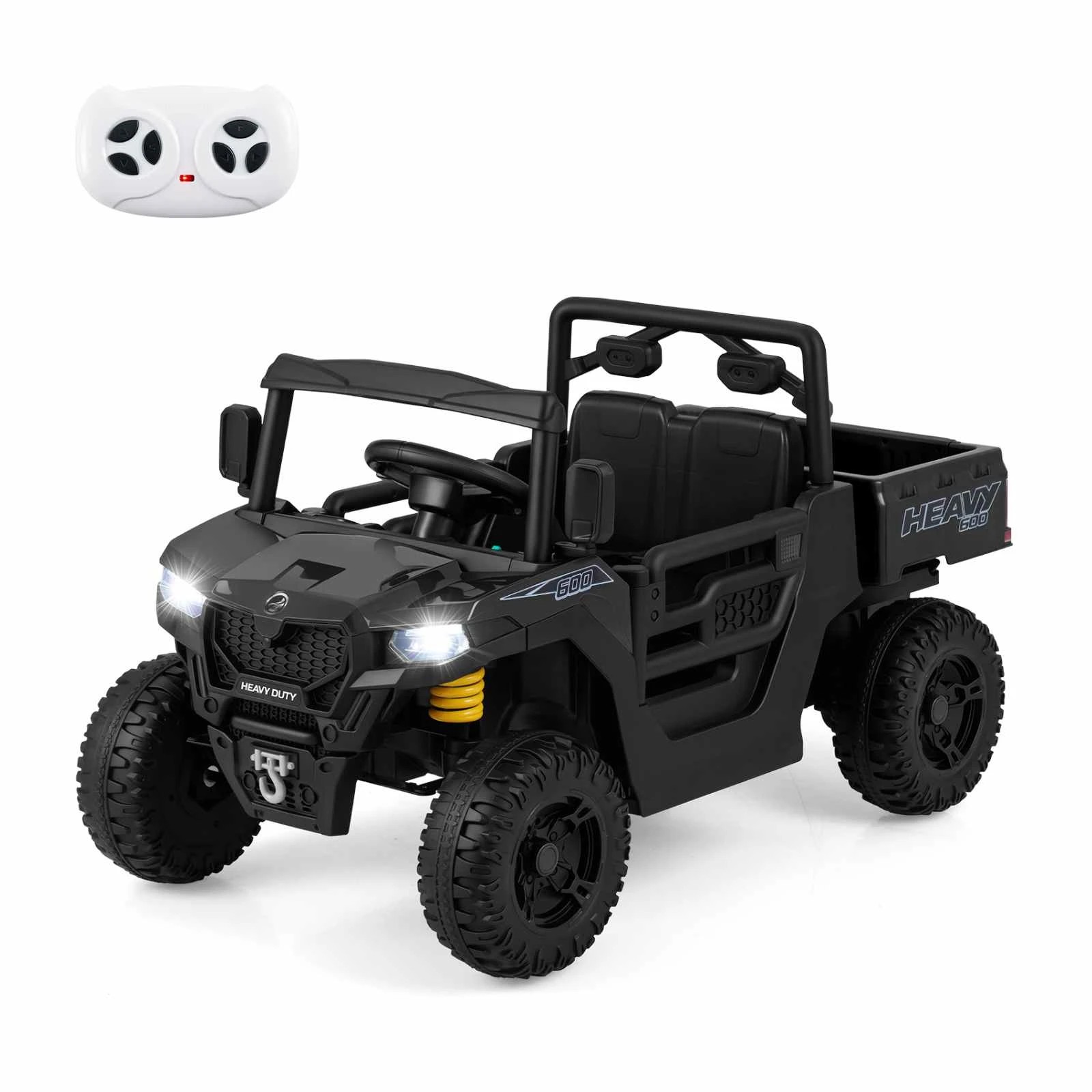 1 Costway 12V Electric Ride on Dump Truck Remote Control Toy Car - Black, 1 of 1