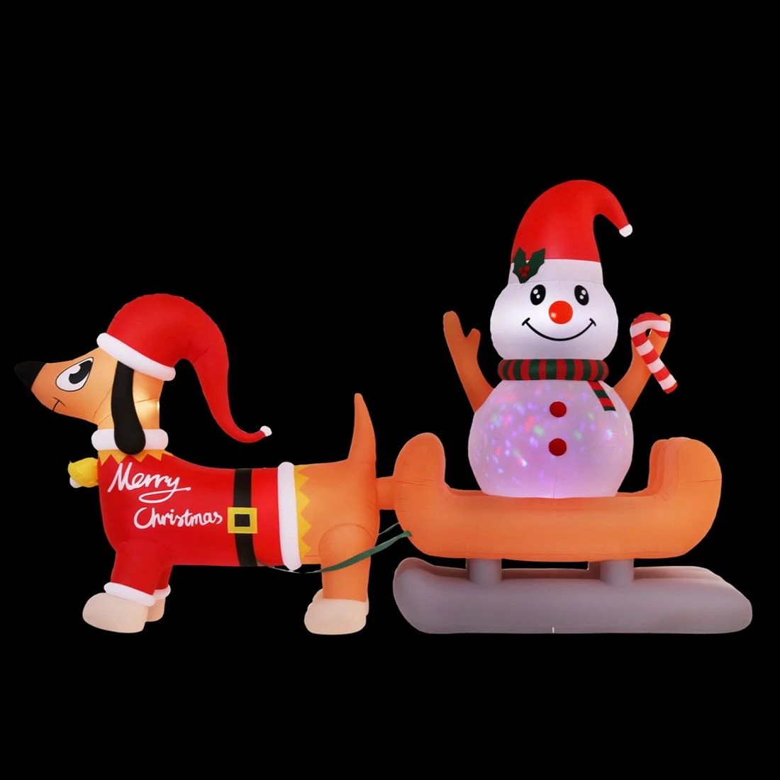 3 Jingle Jollys Christmas Inflatable Snowman Dog 4.2M Tall Outdoor Decorations Illuminated - Multi, 3 of 7