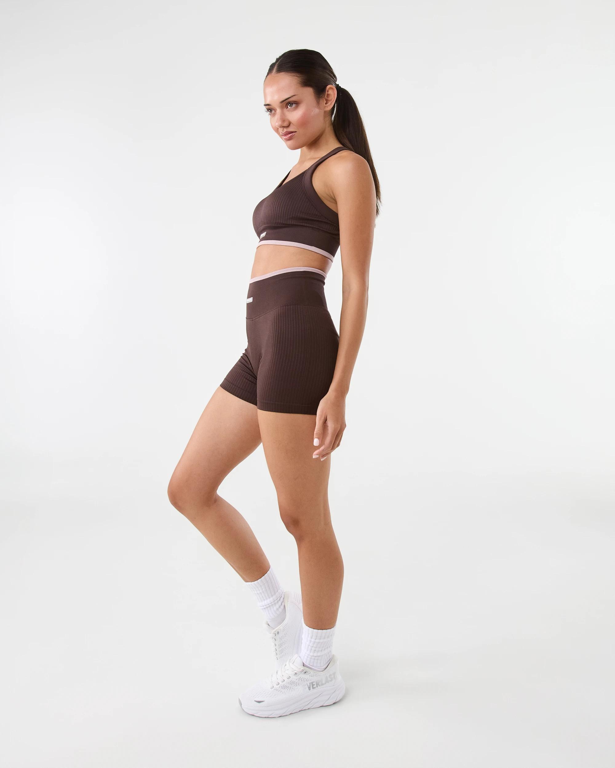 3 Everlast Womens Seamfree Rib Bike Shorts Coffee, 3 of 7