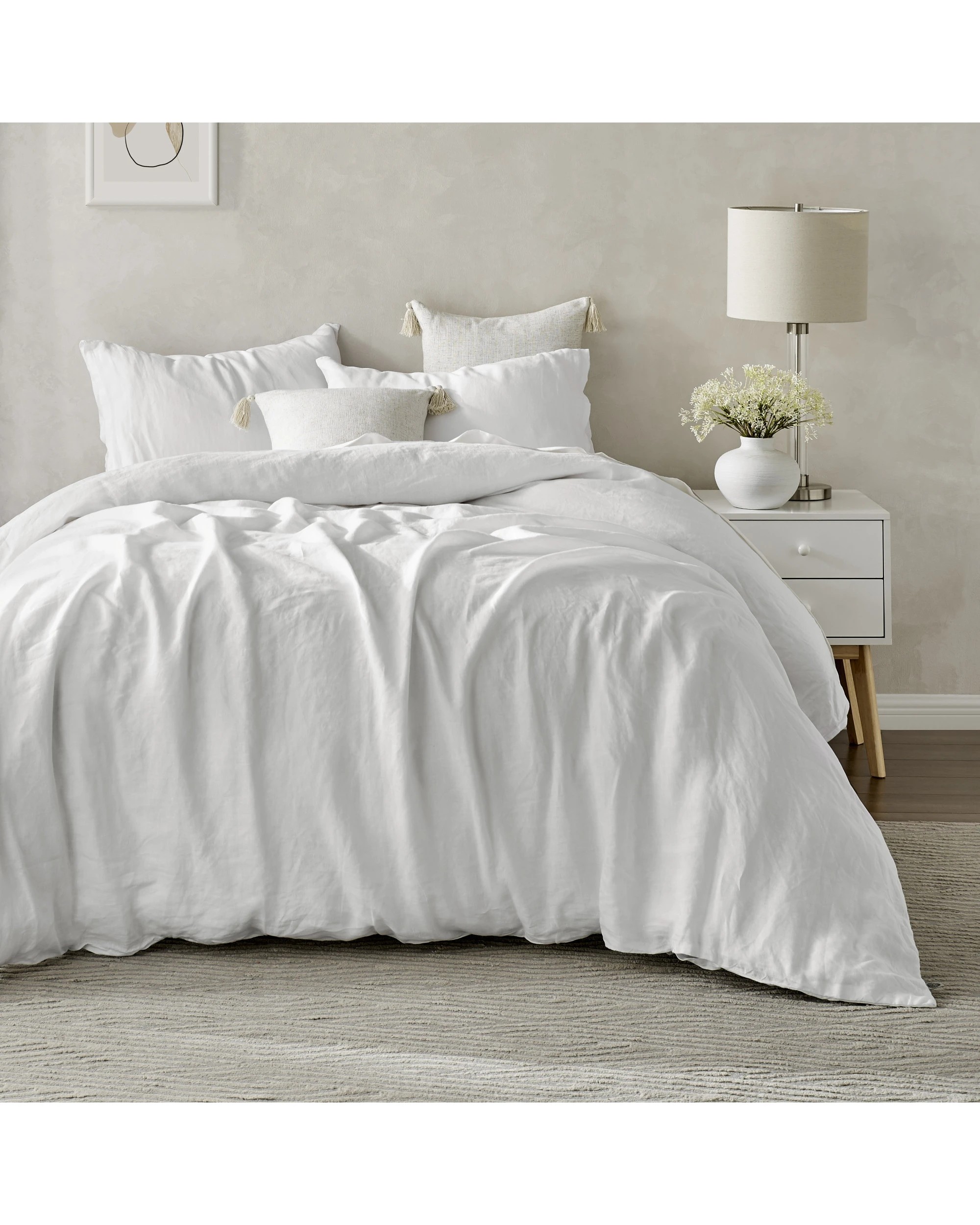 1 Natural Home 100% European Flax Linen Quilt Cover Set - Queen Bed - White, 1 of 7