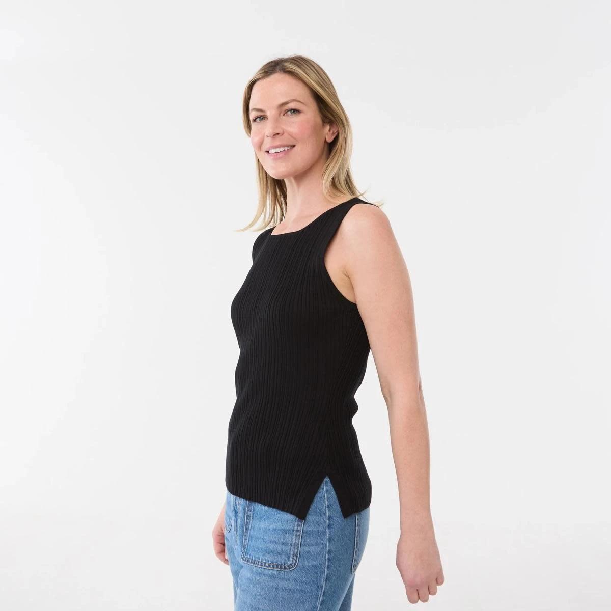 2 Sleeveless Variegated Rib Tank BLACK, 2 of 6
