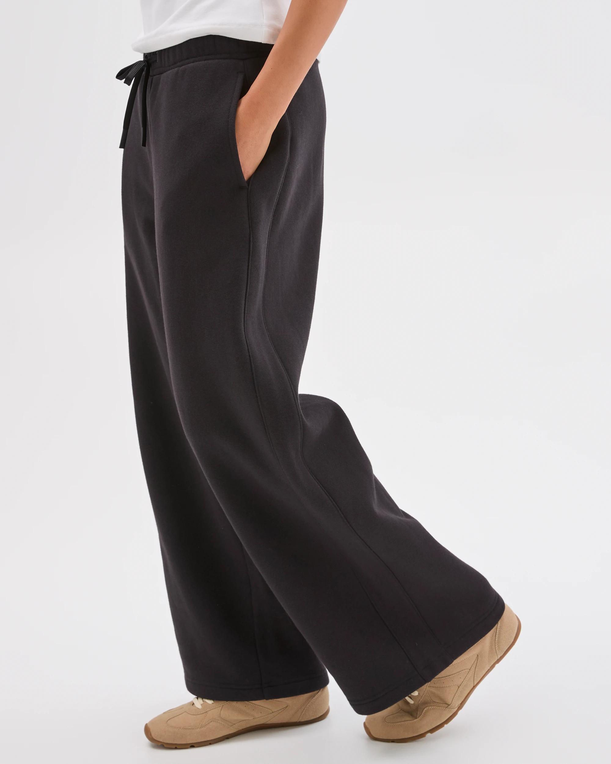 6 Lily Loves Australian Cotton Blend Wide Leg Trackpants BLACK, 6 of 7