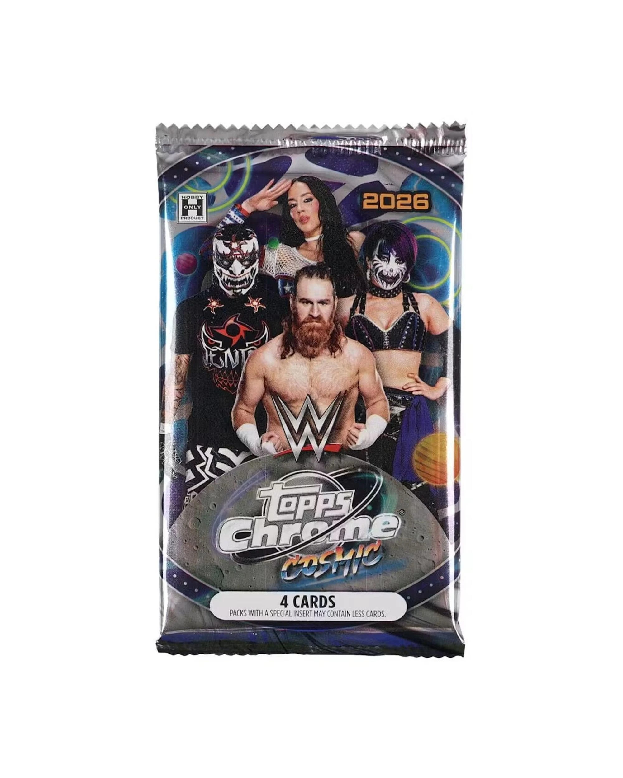 1 Topps 2026 Cosmic Chrome WWE Wrestling Hobby Pack, 1 of 9