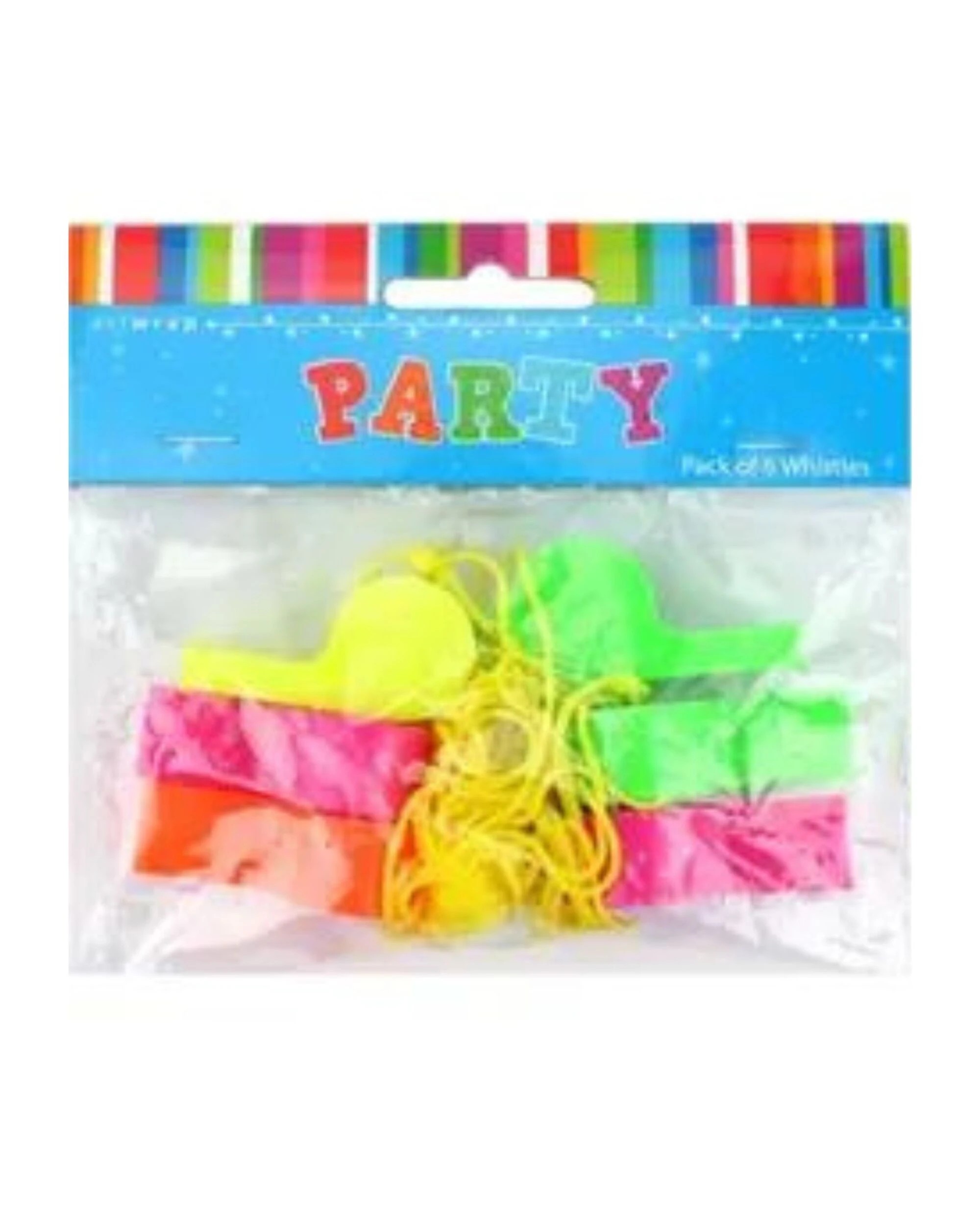 2 Artwrap Plastic Whistles Pack of 6 -  Neon, 2 of 2