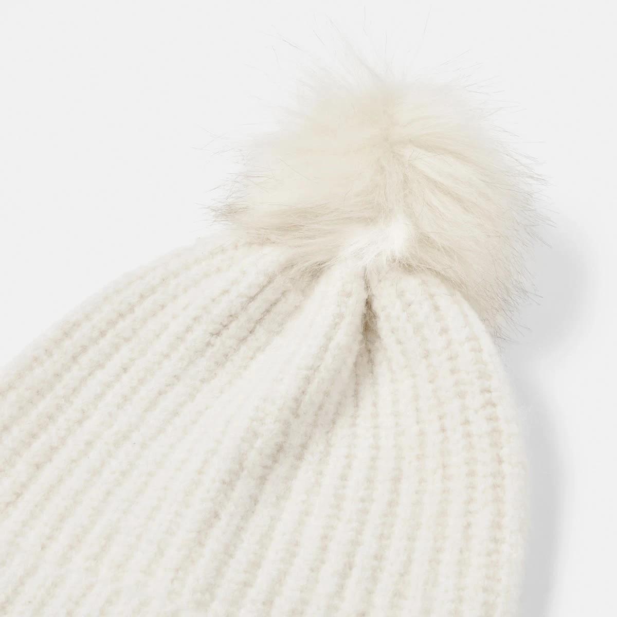 3 Rib Pom Pom Beanie Ecru, 3 of 5