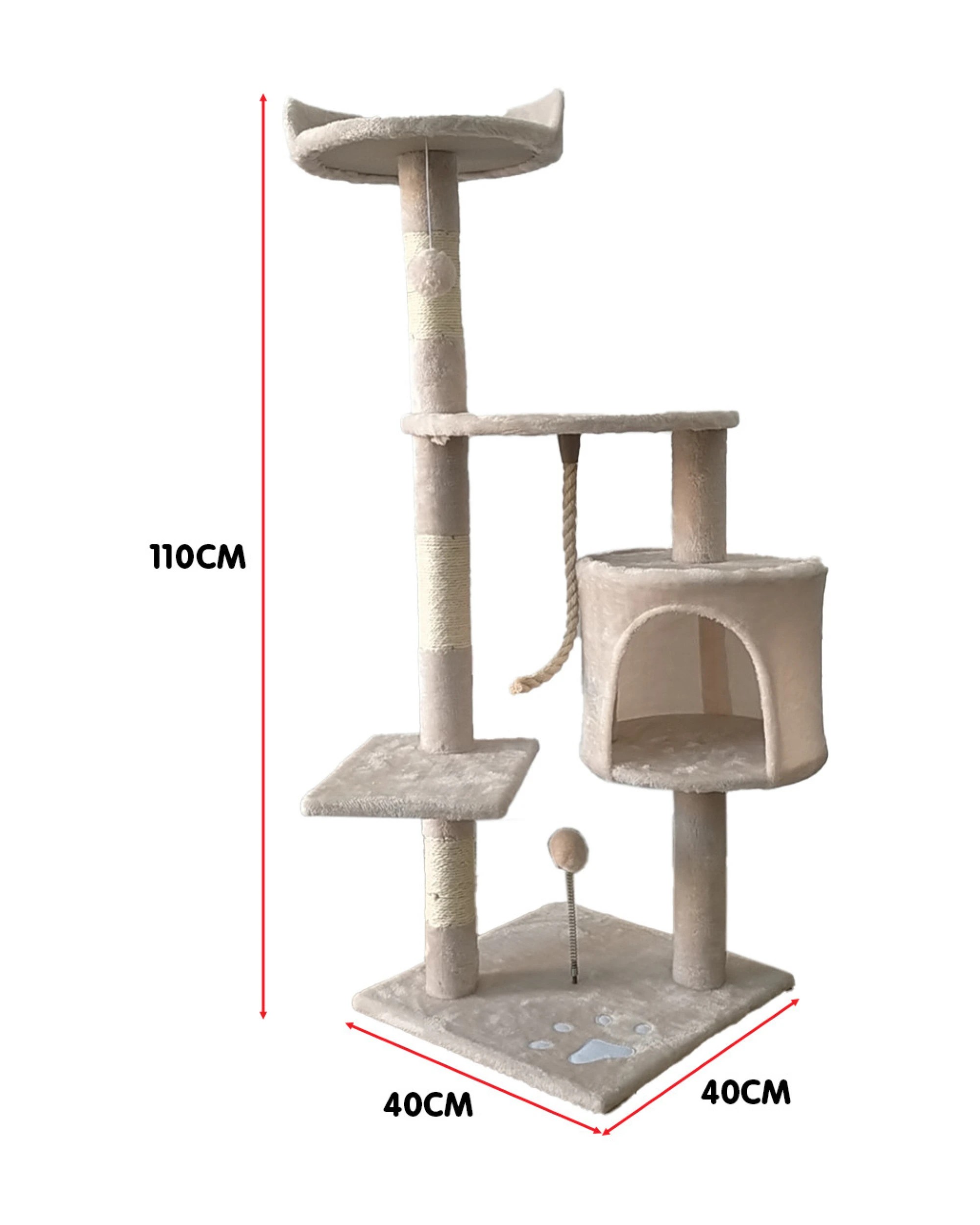 5 Furtastic 110cm Cat Tree Scratching Post - Beige, 5 of 7