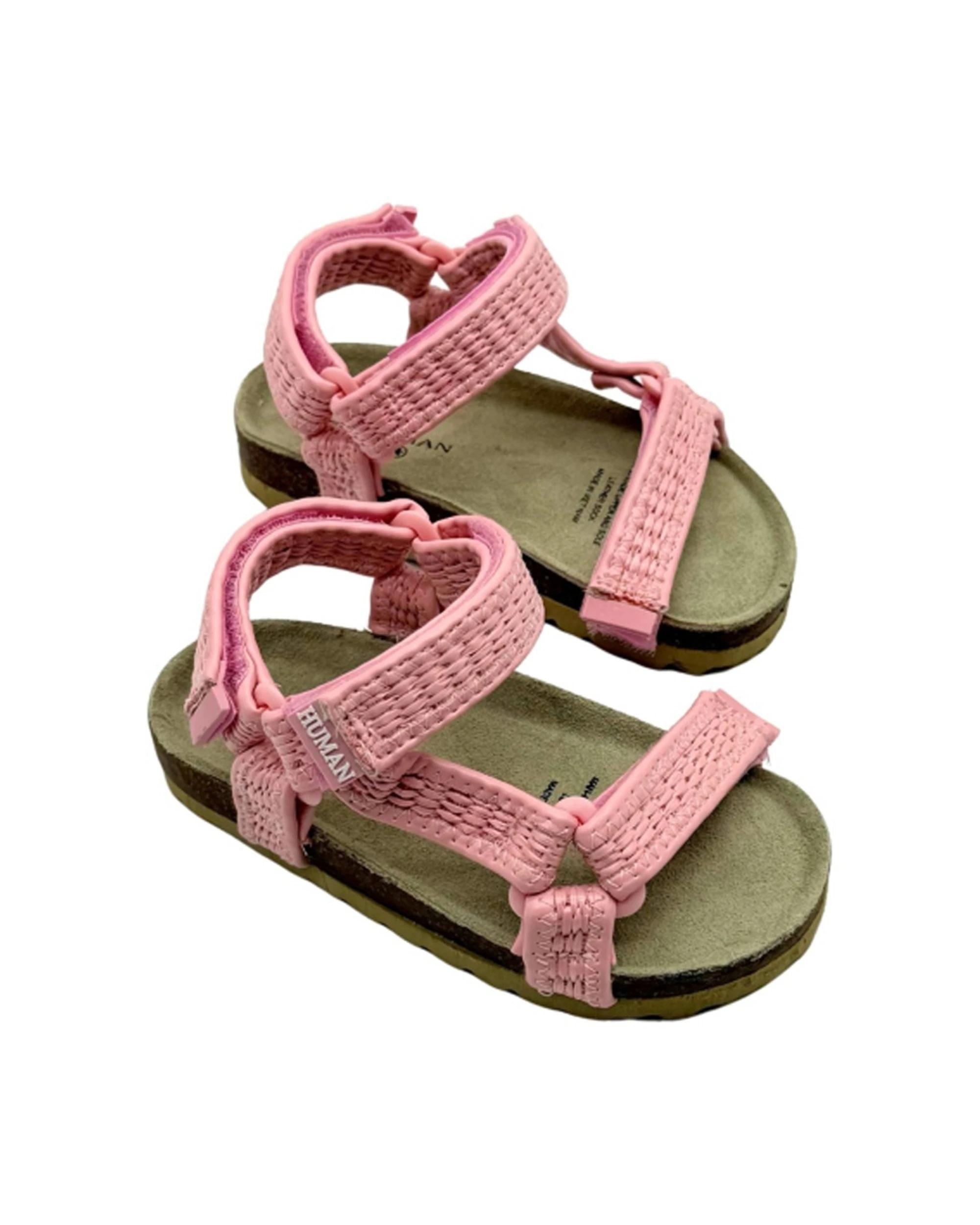 2 Human Shoes Epic Kids Raffia Upper Adjustable Straps Comfort Pink PINK, 2 of 3