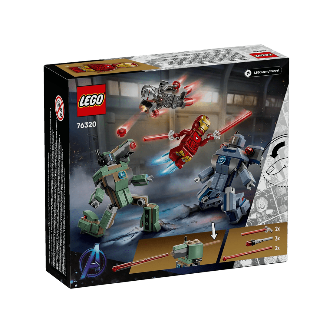9 The LEGO Group LEGO Marvel Iron Man and War Machine vs Hammer Drones - 76320, 9 of 10