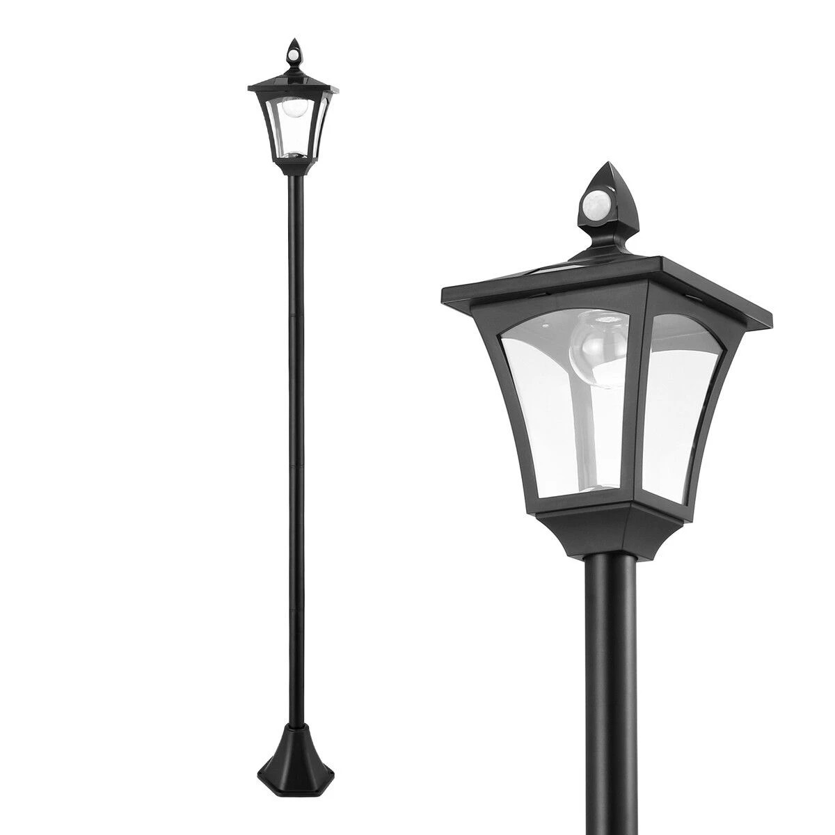 1 AUSWAY 174cm Solar LED Post Light Outdoor Security Pathway Street Garden Pole Lamp, 1 of 2