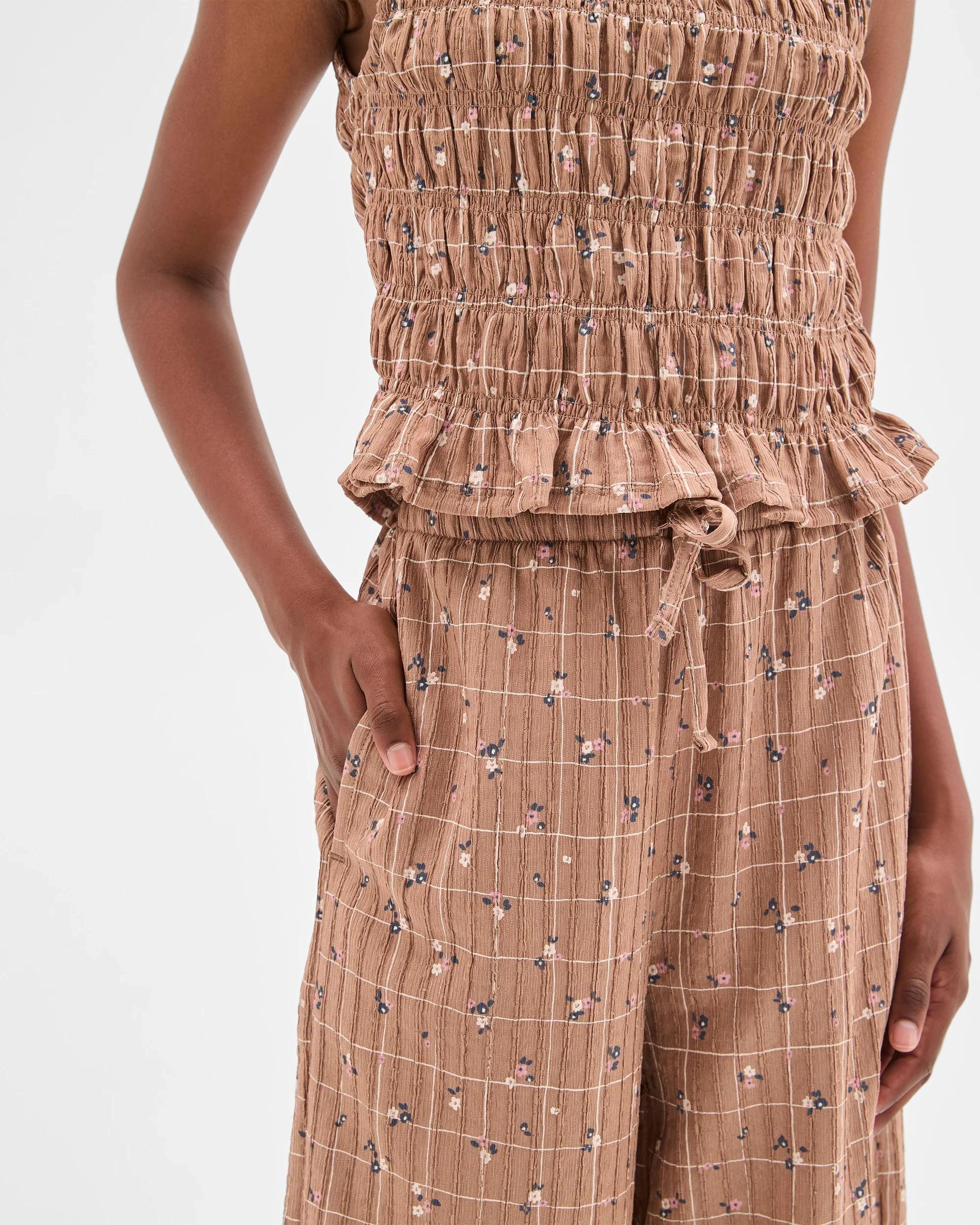 2 Target Kids Wide Leg Textured Pants BROWN CHECK, 2 of 7