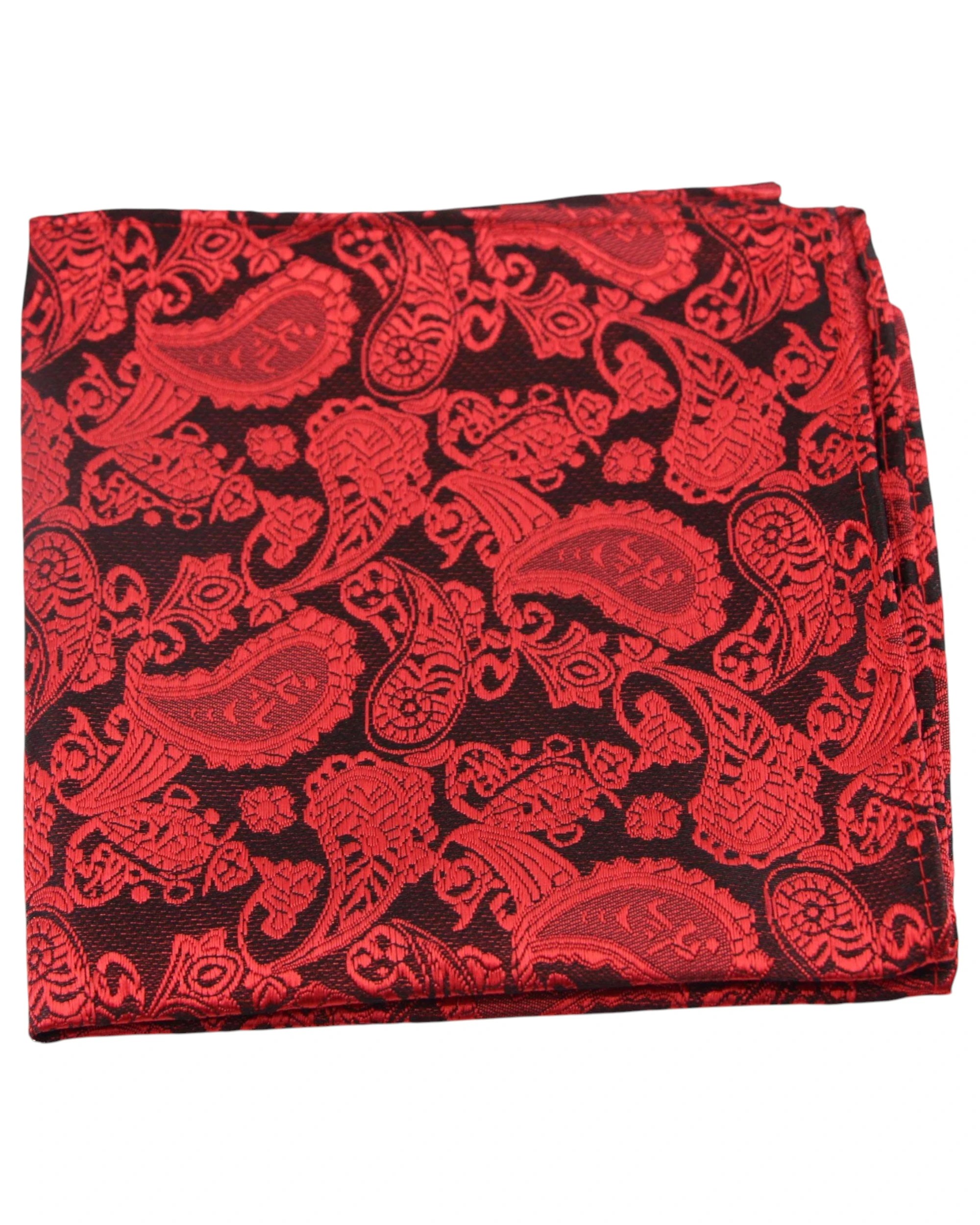 1 Zasel Mens Red & Black Paisley Silk Pocket Square - Multi, 1 of 1
