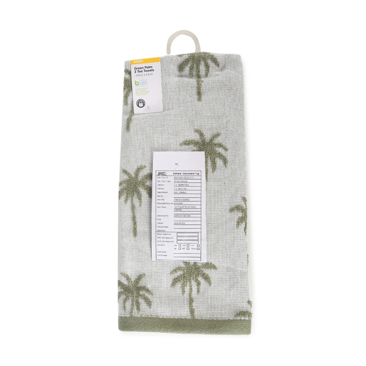 6 3 Pack Green Palm Tea Towels, 6 of 6