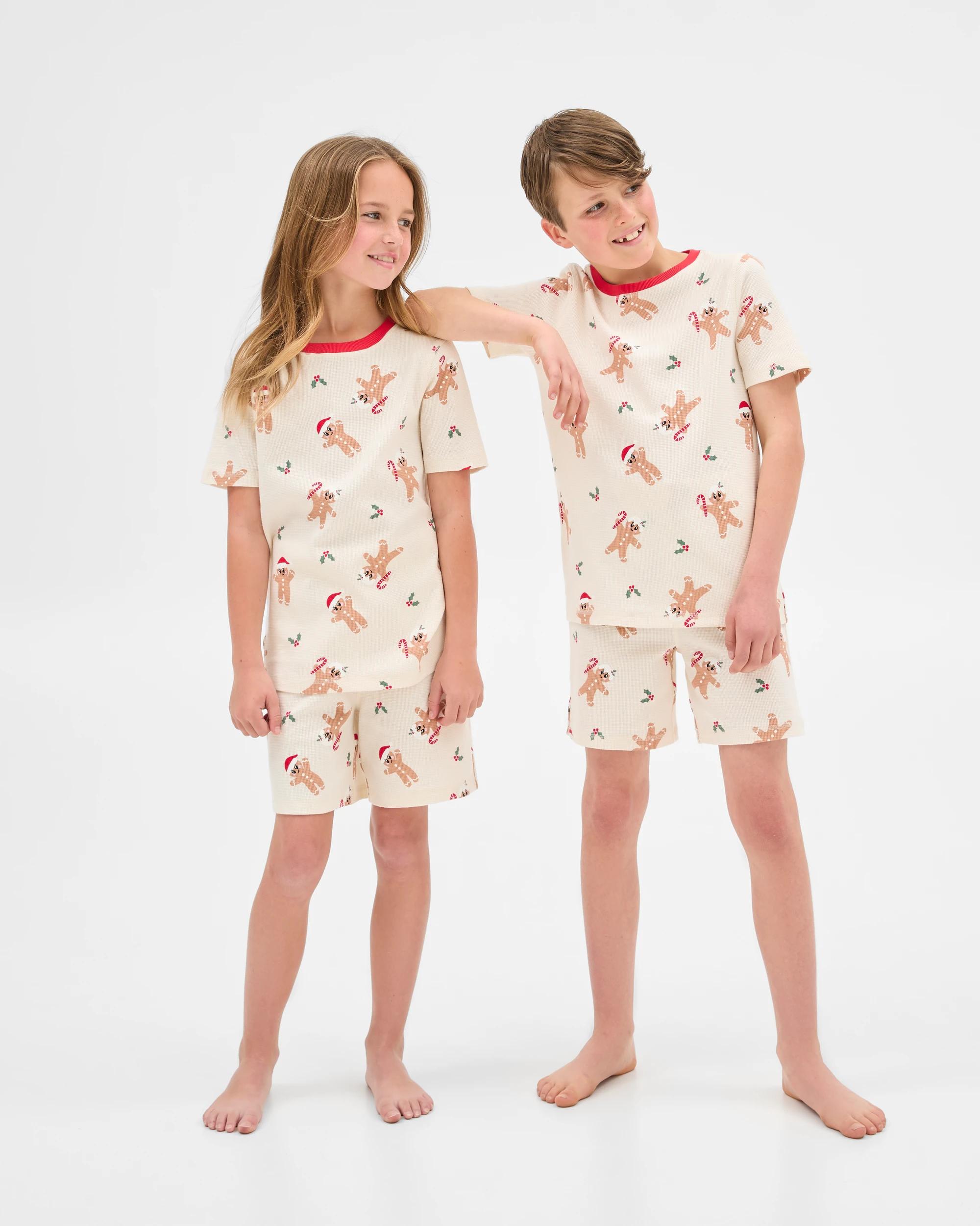 1 Target Family Matching Christmas Gingerbread Australian Cotton Older Kids Waffle Pyjama Set GINGERBREAD, 1 of 7