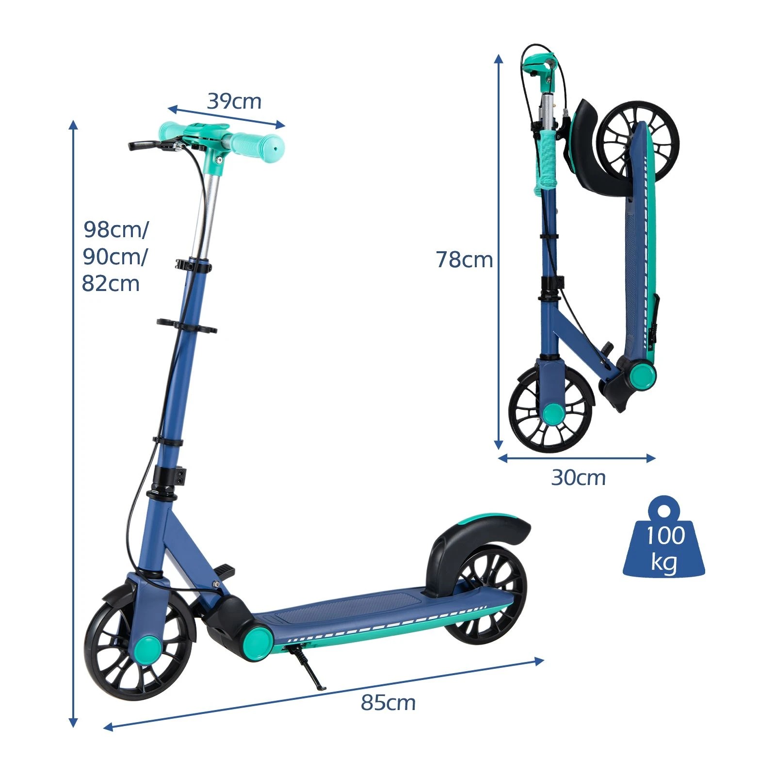 2 Costway Folding Kick Scooter w/LED Wheels Aluminum Frame Stunt Scooter Adjustable Push Scooter, 2 of 2