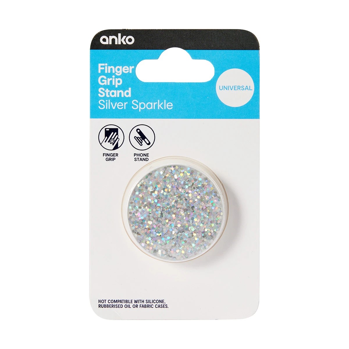9 Finger Grip Stand - Silver Sparkle, 9 of 9