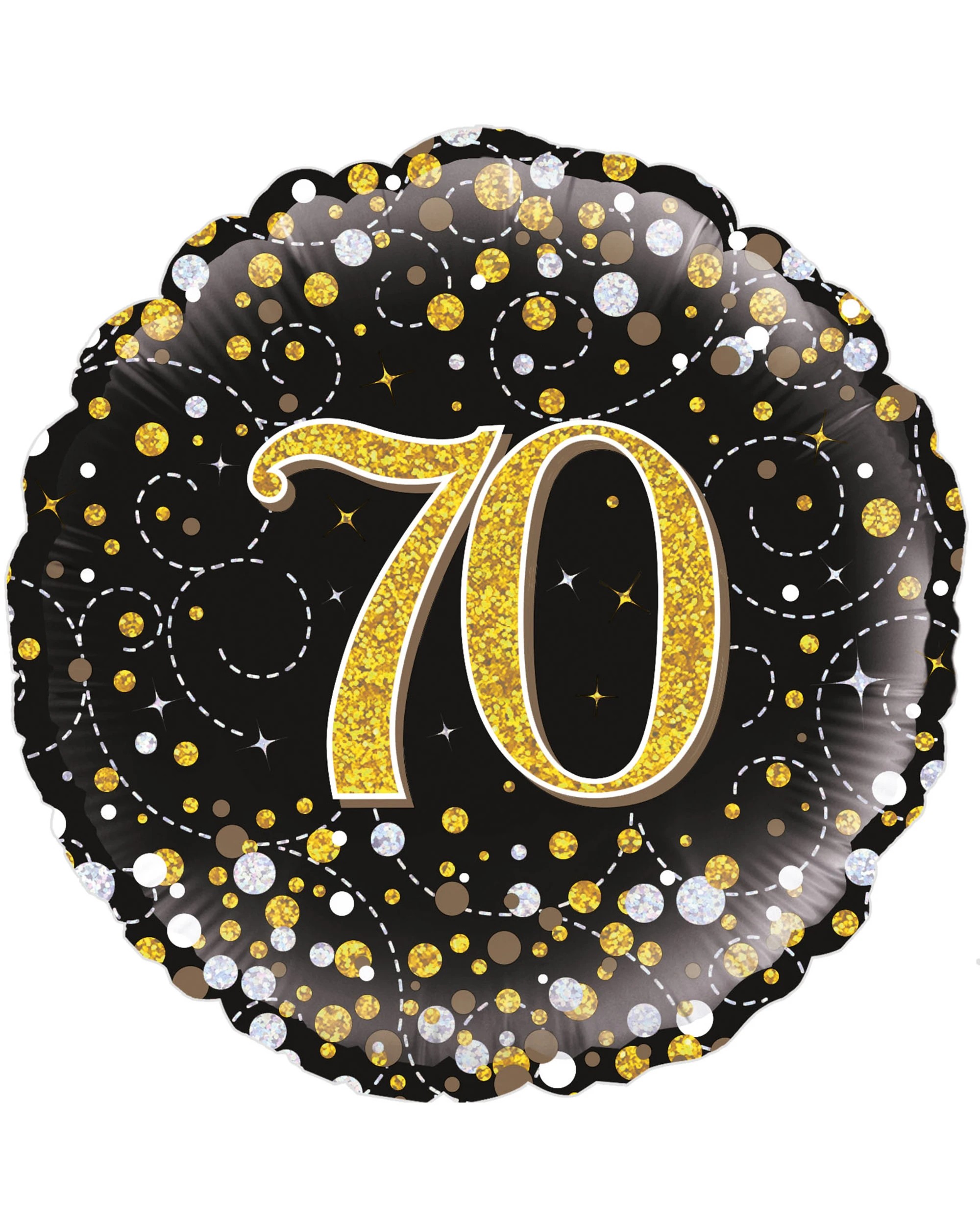 1 Alpen Sparkling Fizz Black & Gold 70th Holographic Helium Foil Balloon - Gold, 1 of 1
