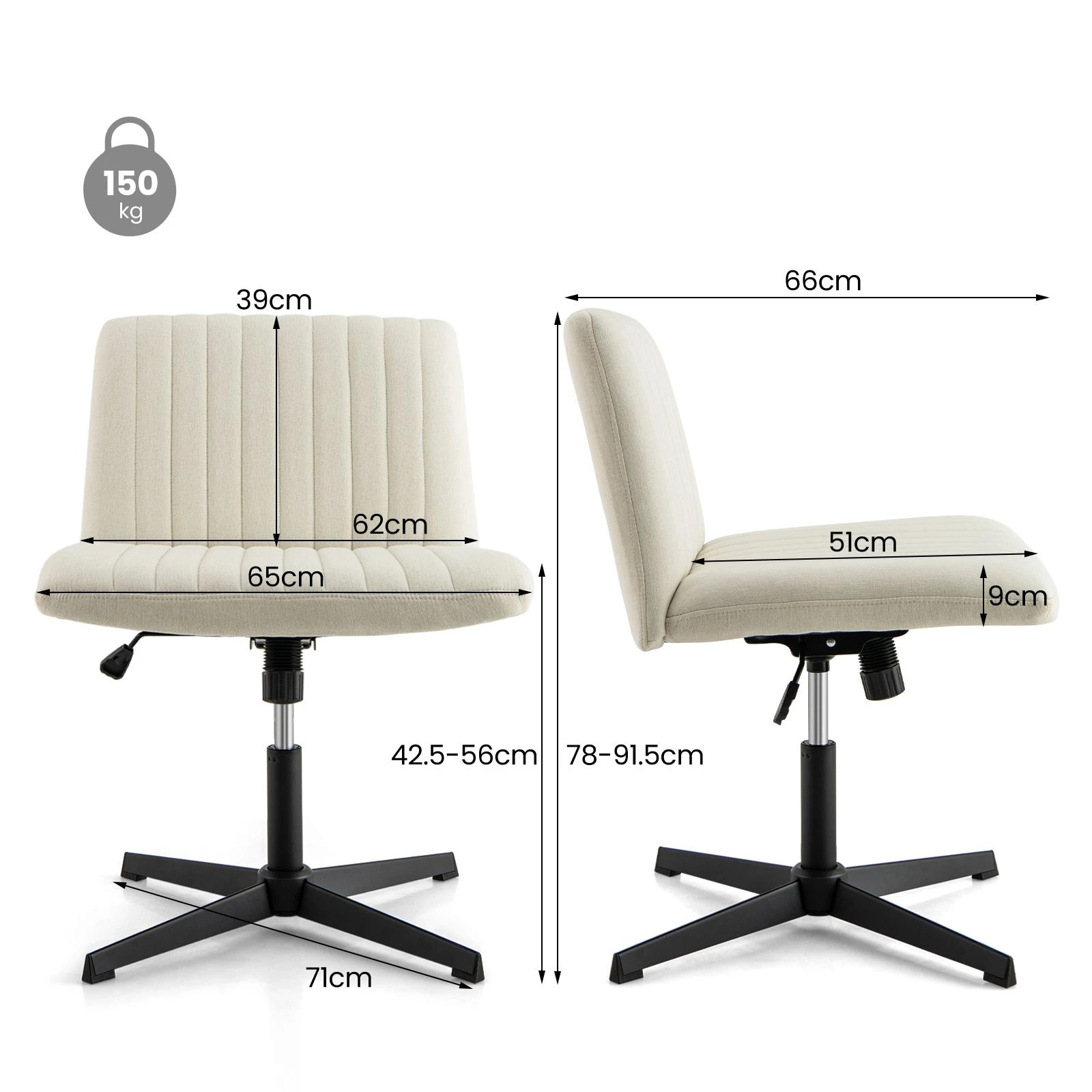 5 Costway Home Office Reclining Leisure Chair Swivel Desk Chair Computer Lounge Chair - Beige, 5 of 5