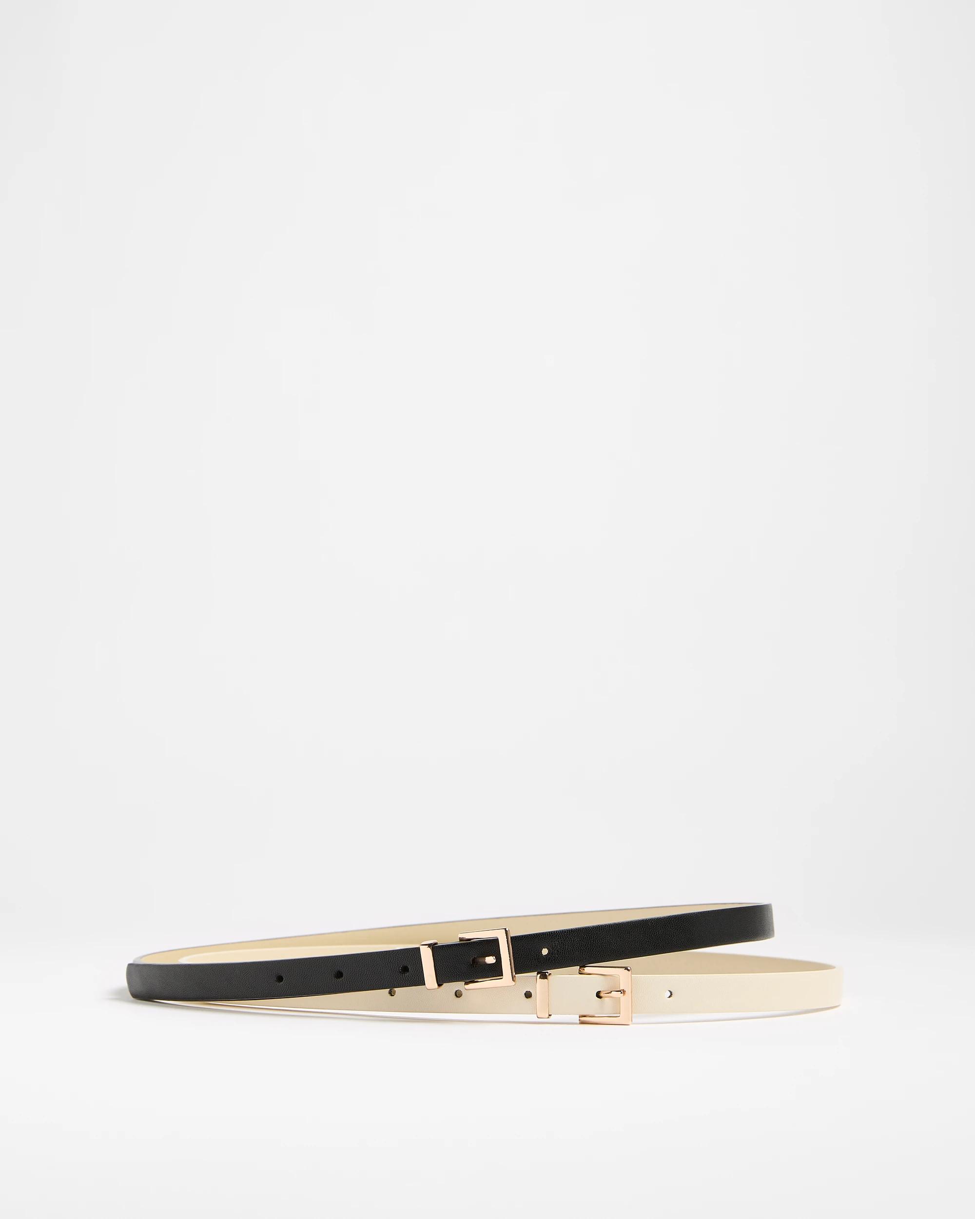 1 Target 2 Pack Skinny Belts BLACK / CREAM, 1 of 4