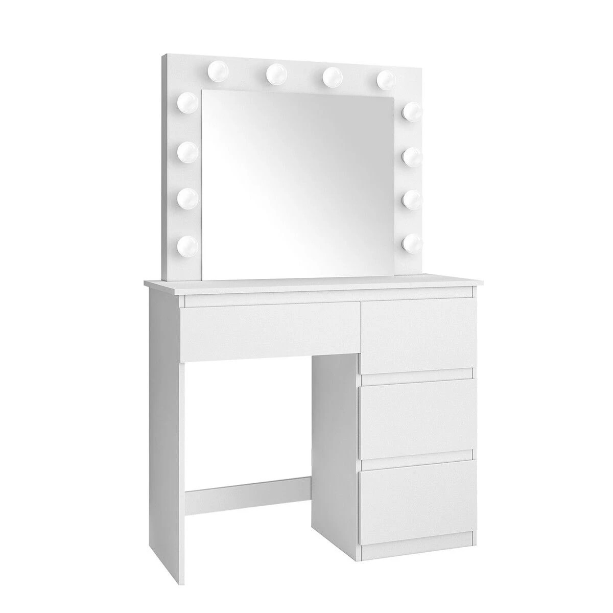 1 LUXSUITE Hollywood Vanity Dresser Table Makeup Lighted Mirror White, 1 of 4