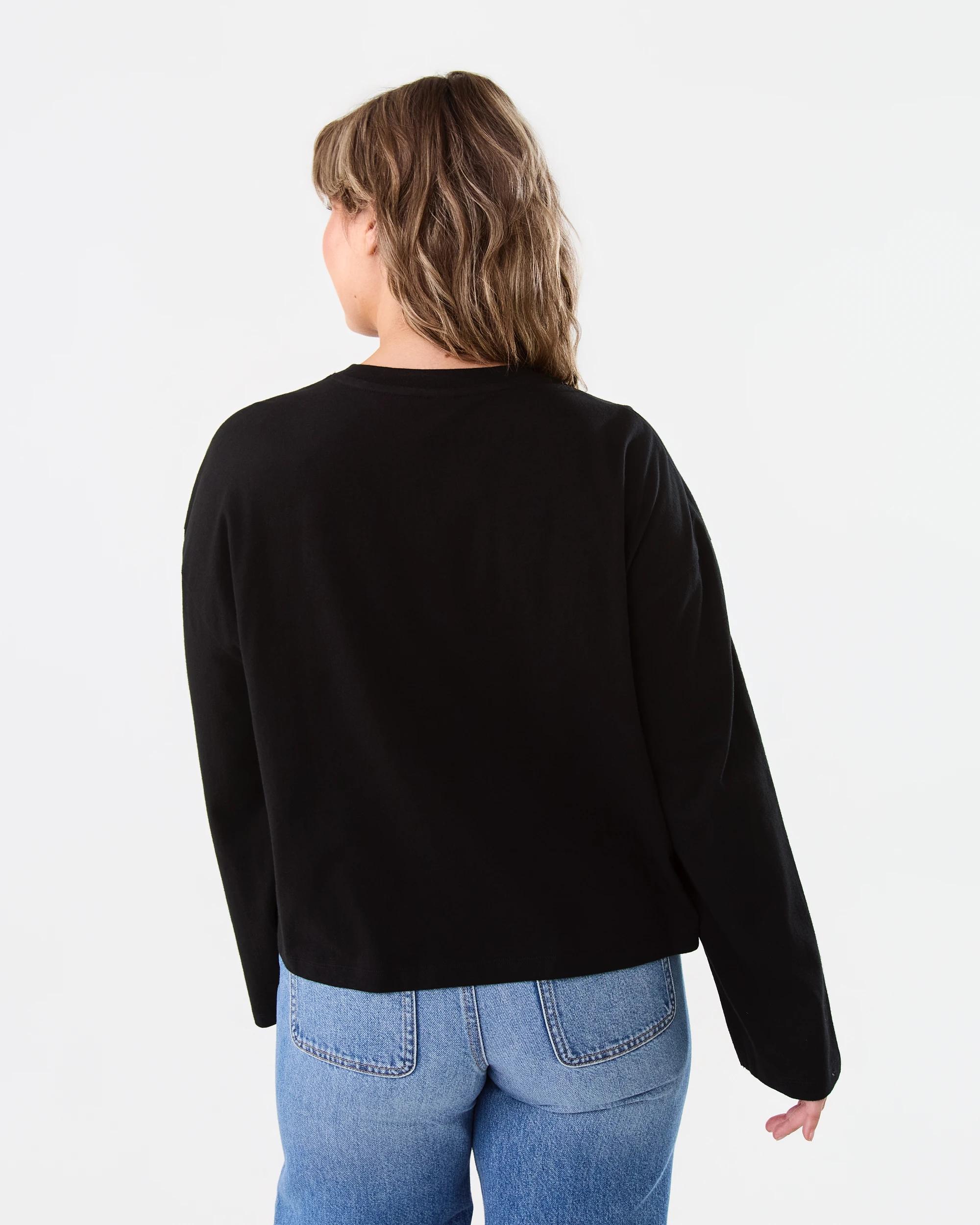 3 Long Sleeve Oversized Boyfriend T-shirt Black, 3 of 6