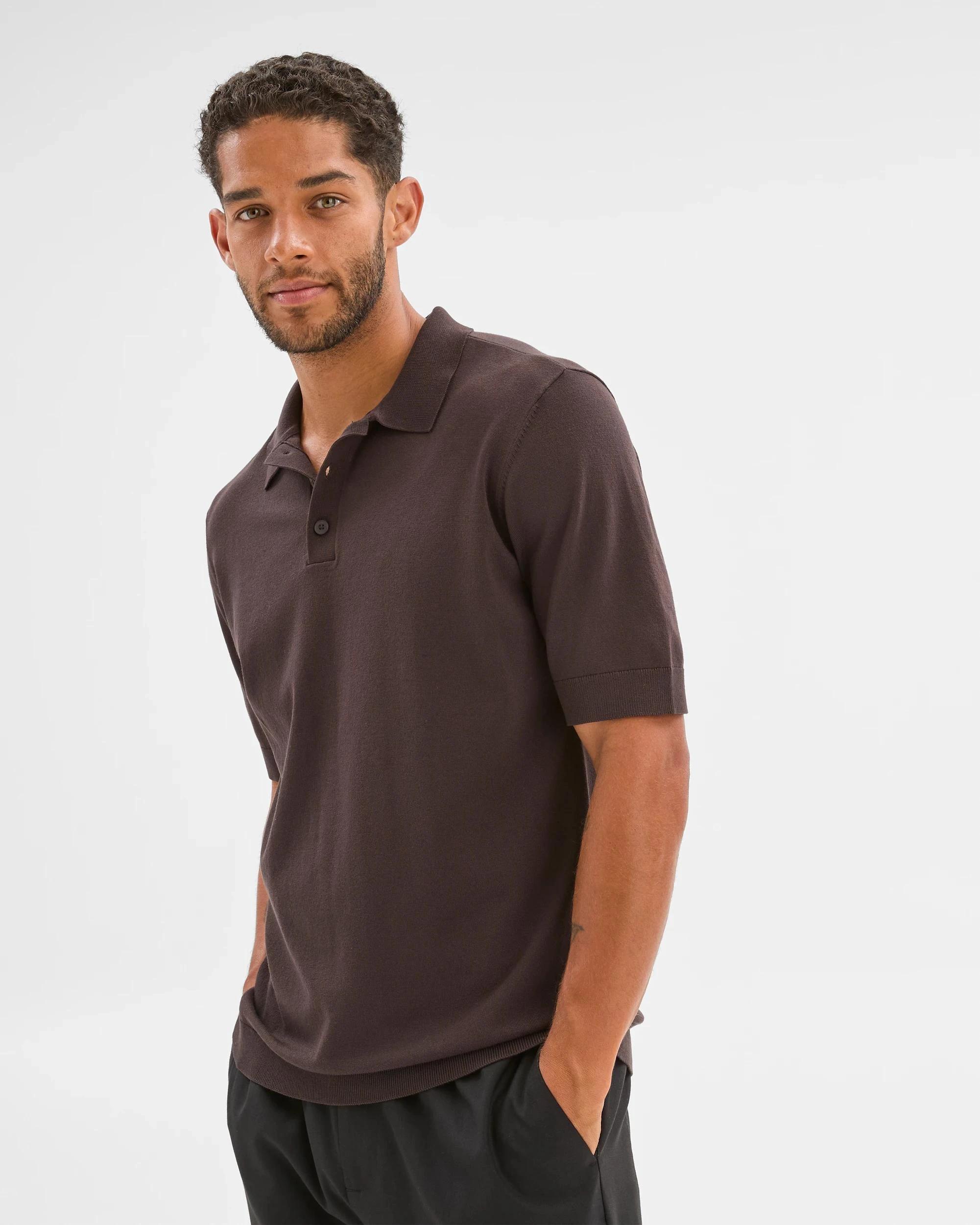 1 Preview Knit Polo Top CHOC TORTE, 1 of 7