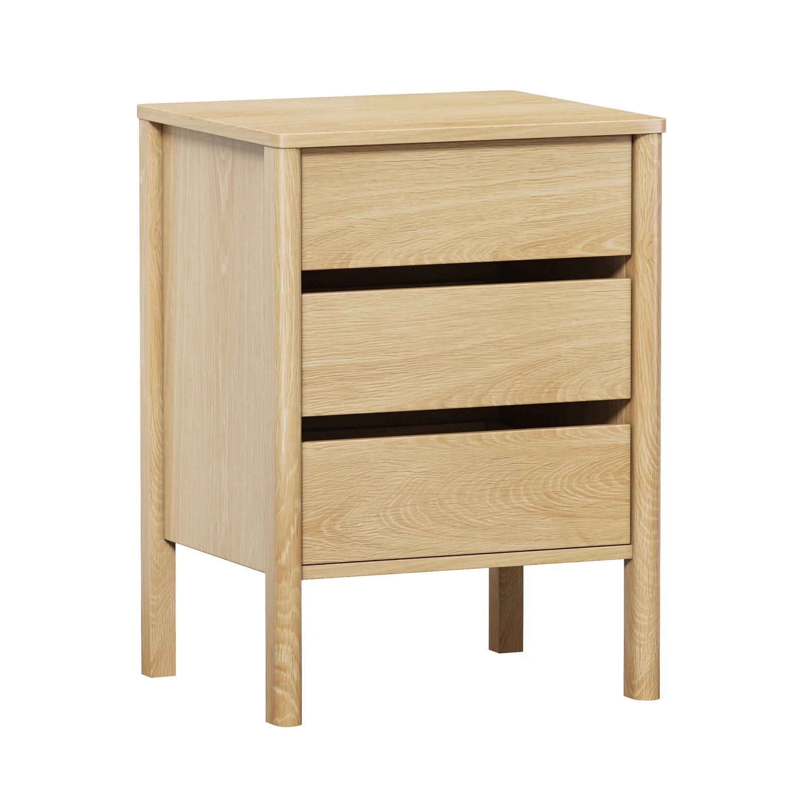 6 Oikiture 2x Bedside Table 3 Drawers Side Table Nightstand Handle-free - Natural, 6 of 9