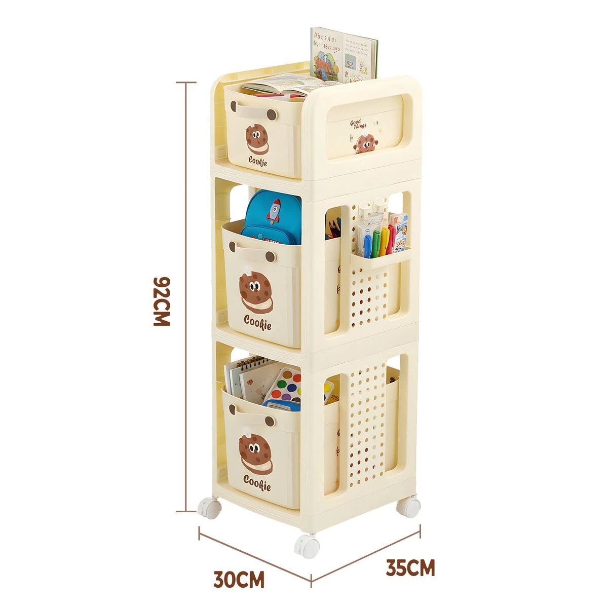 5 Ausway Kids Bookshelf Toy Storage Box Drawers Shelf Rack Utility Cart, 5 of 7