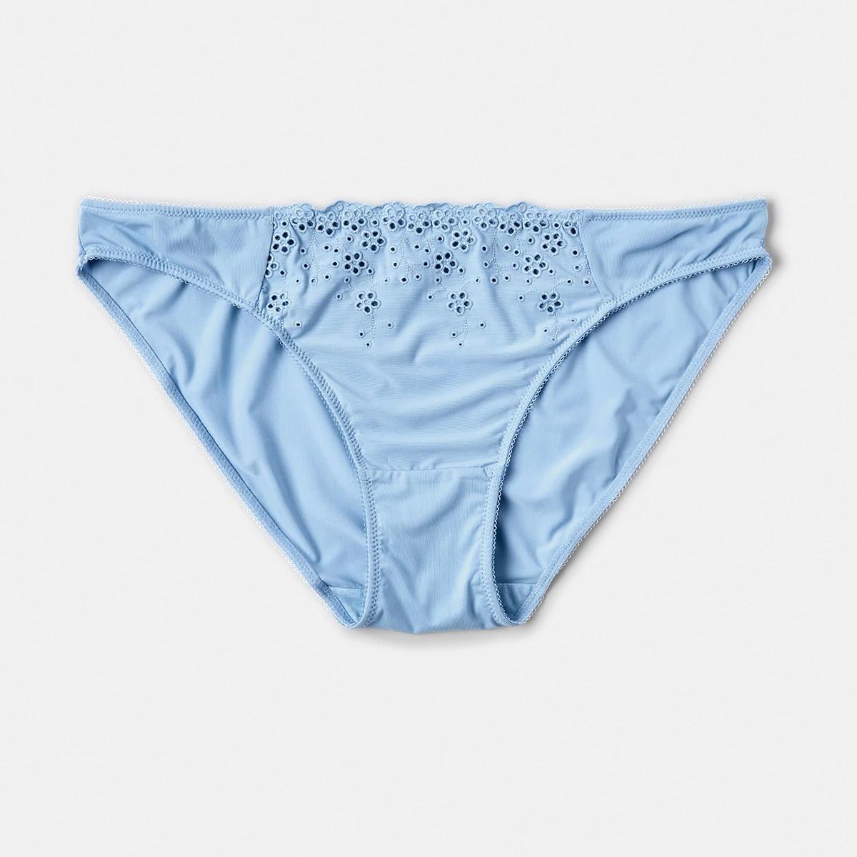 6 Co-ordinated Broderie Bikini Briefs Fthr Blue, 6 of 7
