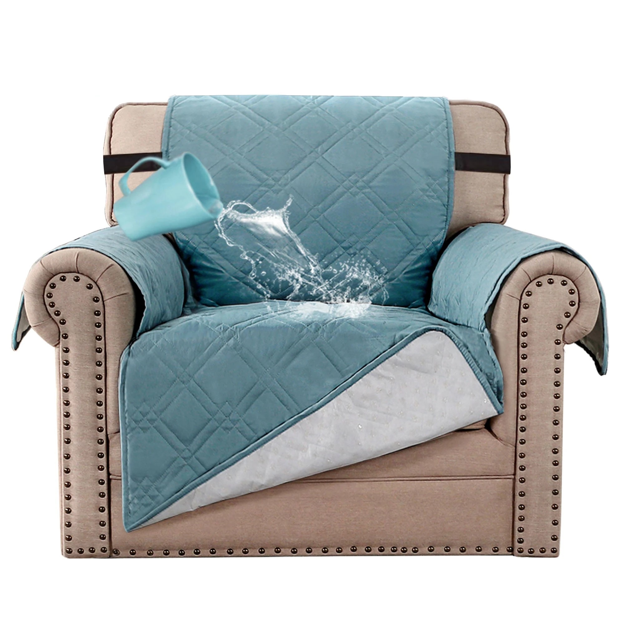 1 Smarcute 1 Seater Waterproof Armchair Covers Sofa Protector - Blue, 1 of 6