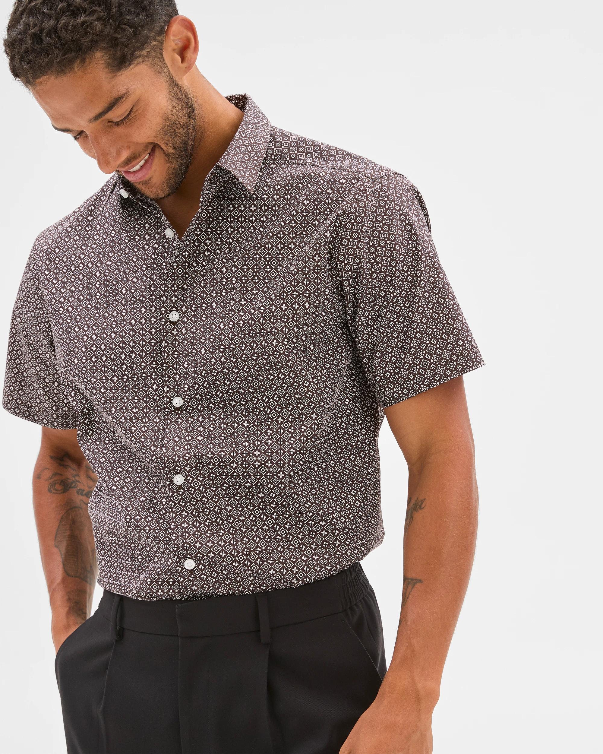 4 Preview Australian Cotton Short Sleeve Shirt CHOC TILE, 4 of 6