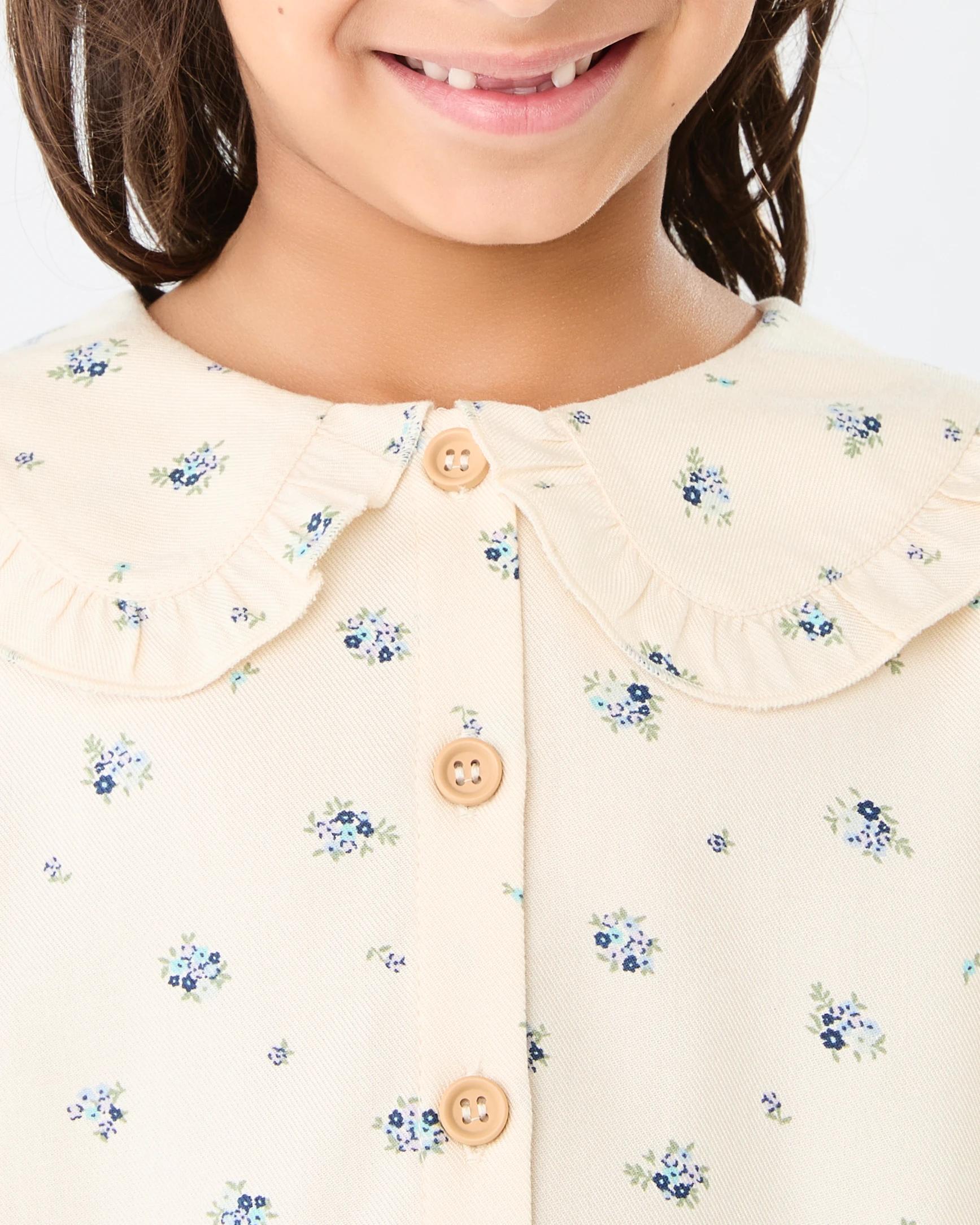 7 Long Sleeve Frill Shirt Bge Floral, 7 of 9