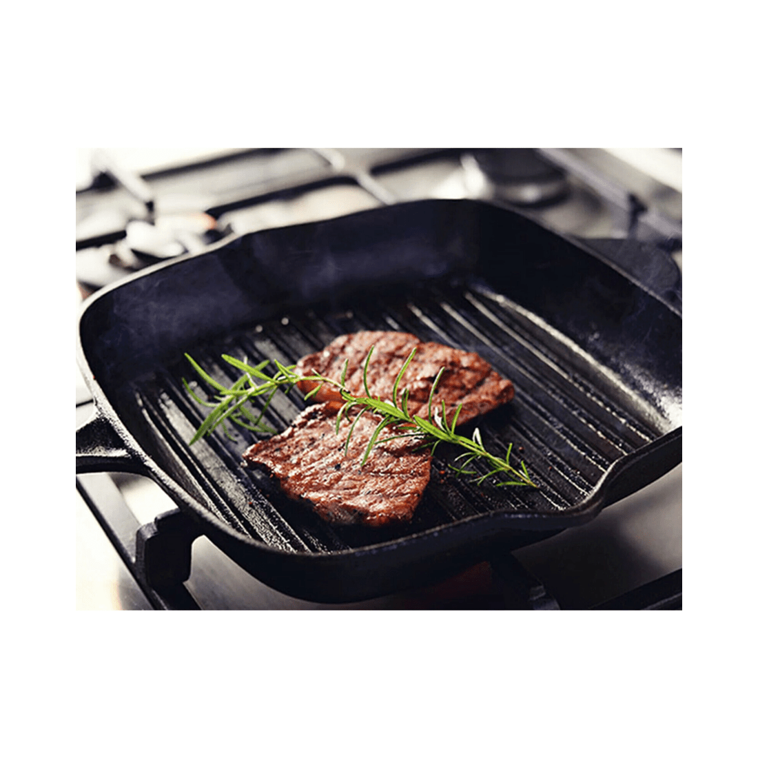 2 BR Home Heavy Duty Cast Iron Square Griddle Pan, 2 of 10