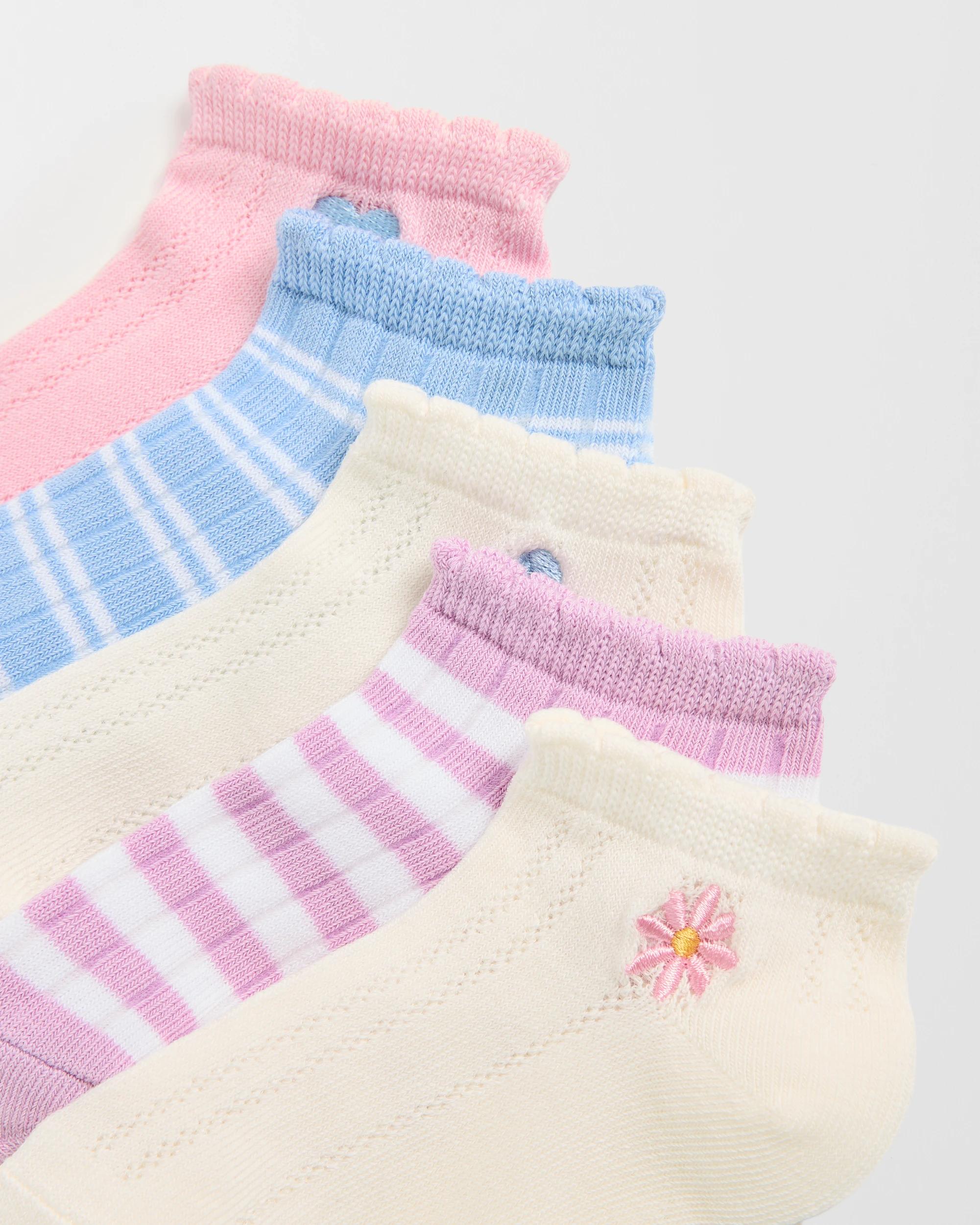2 Maxx Australian Cotton Blend 5 Pack Low Cut Socks EMBROIDERED ICON, 2 of 3