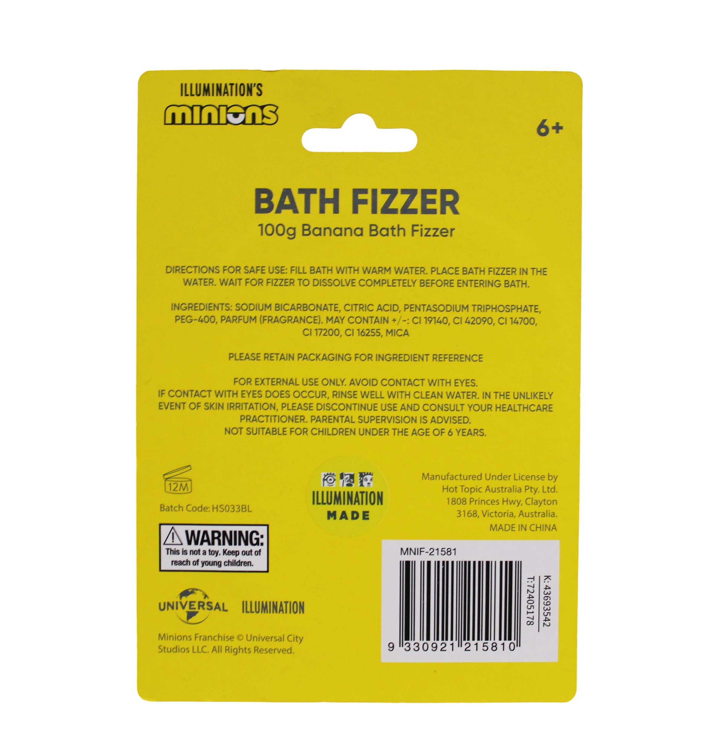 3 Illumination's Minions Bob & Tim Bath Fizzer 100g - Banana, 3 of 3