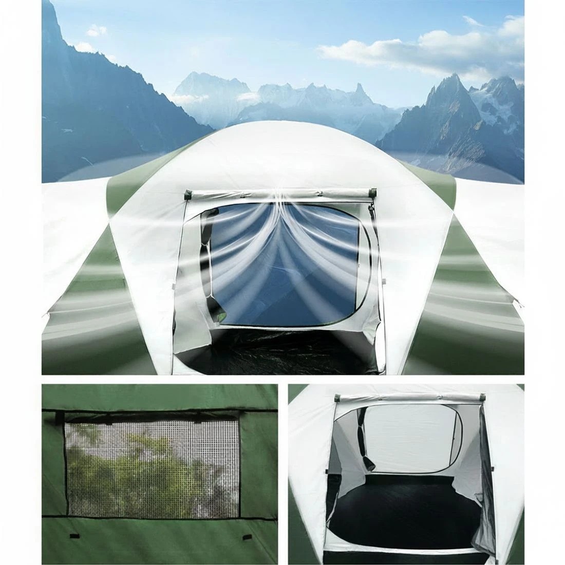 5 Weisshorn Camping Tent 12 Person Hiking Beach Family Tents 3 Rooms - Blue, 5 of 6