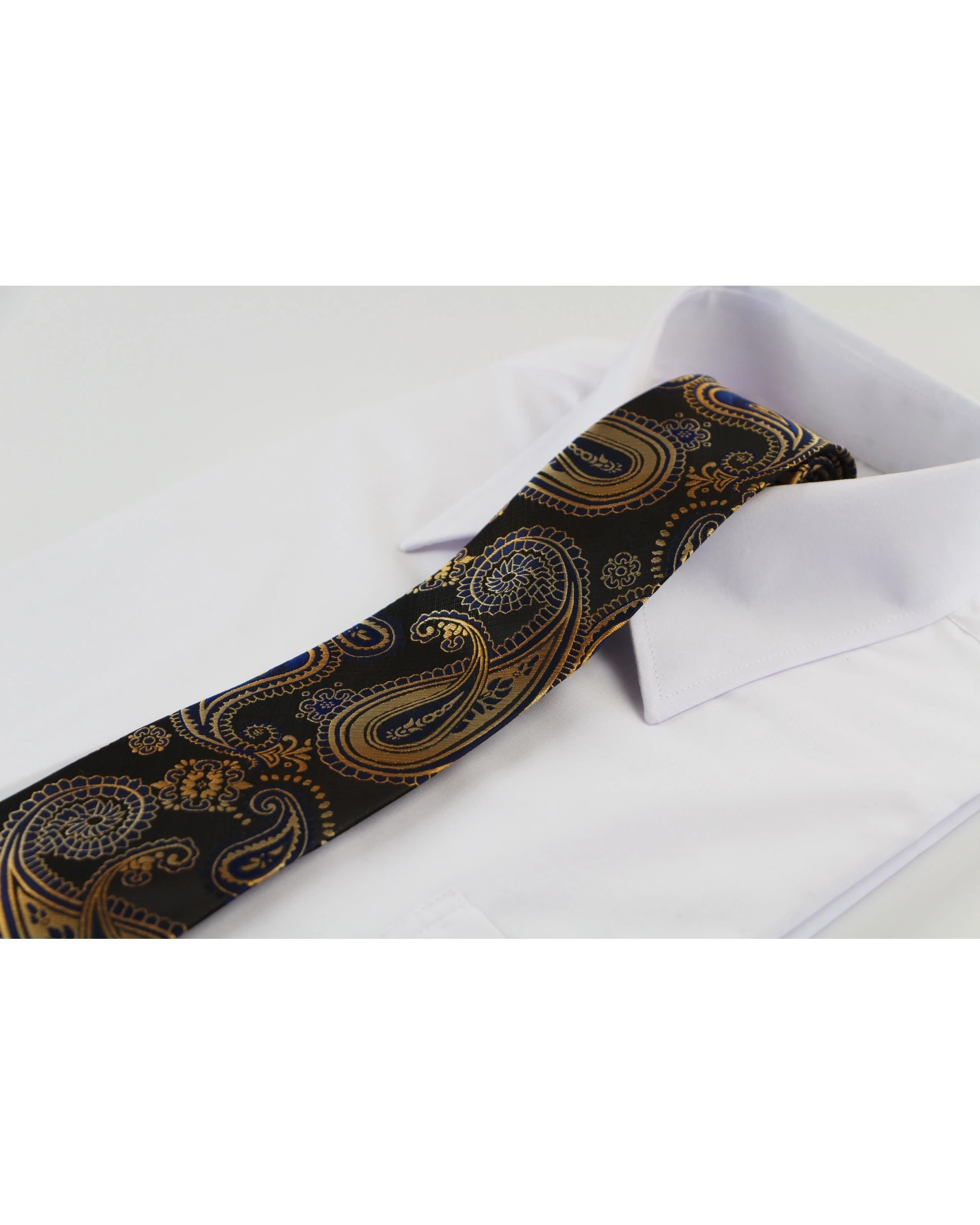 1 Zasel Mens Copper Sheen Brown Boho Paisley Patterned 8cm Neck Tie - Multi, 1 of 3