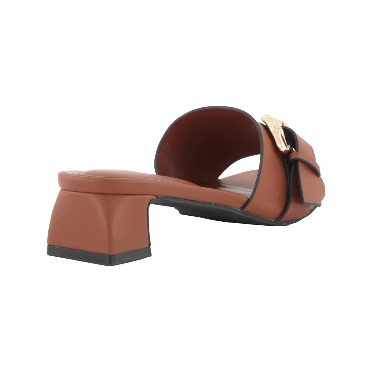 4 Buckle Low Heel Mules Tan, 4 of 5